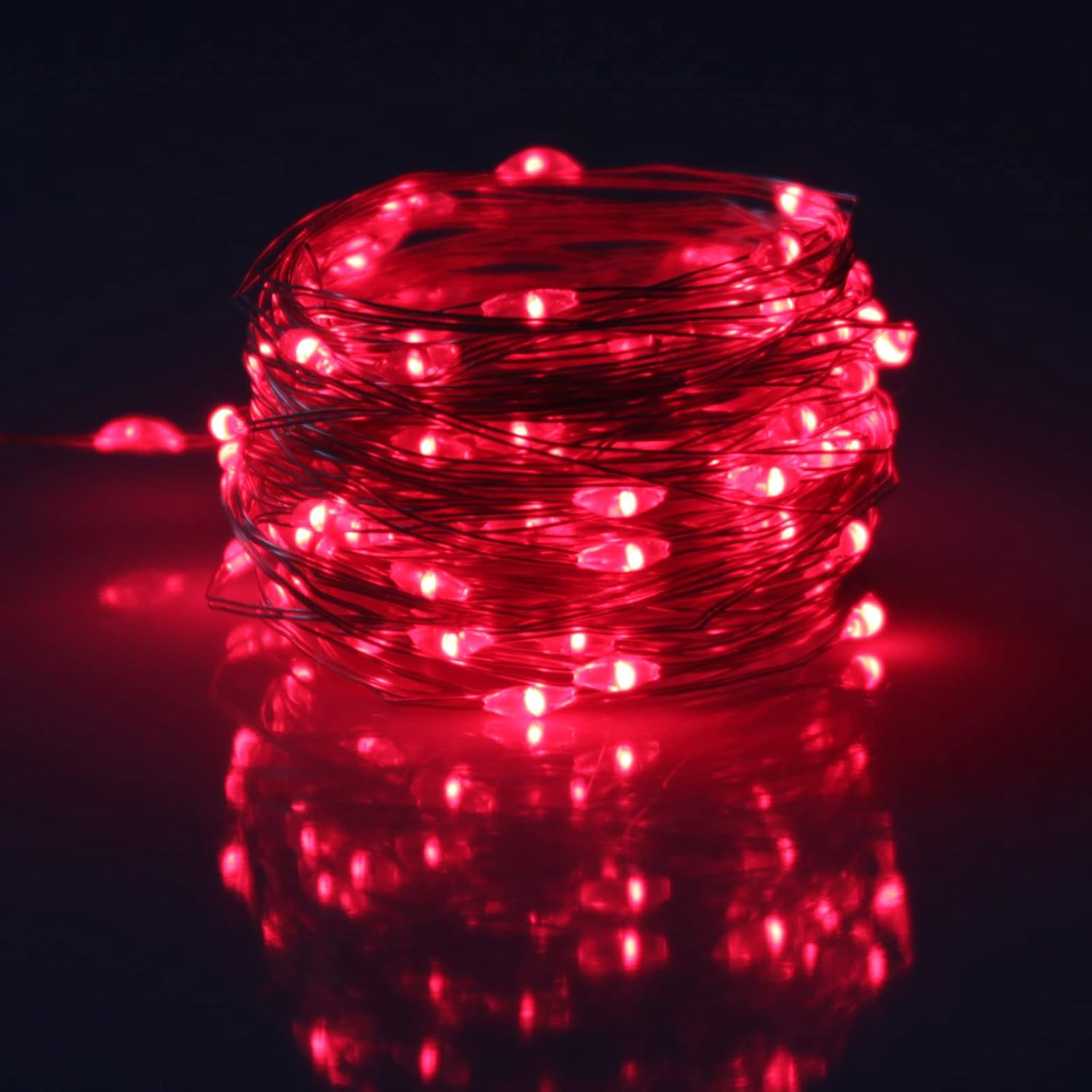 Fairy Christmas Lights Battery Operated, 20M/66Ft/200 LED String Light, Waterproof Battery Case, Indoor Lights for Xmas Tree Wedding,Party Events Garden Spring Decoration (Red) image number 5