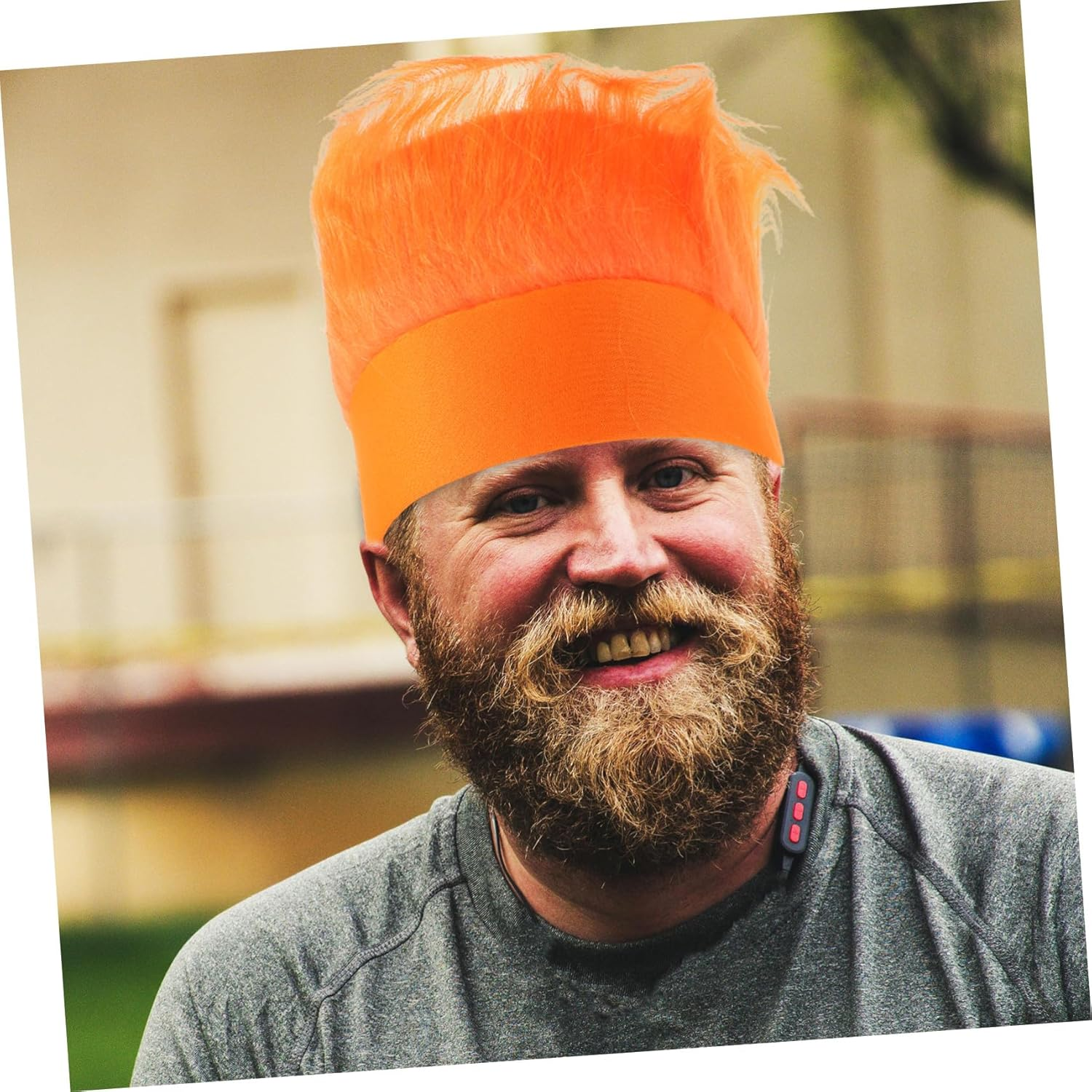 Gatuida Halloween Fuzzy Hair Headband for Boys and Fun Crazy Wig Accessory for Sports Fans Cosplay and Party Costume Reusable Comfortable Day Party Headwear in Orange image number 3