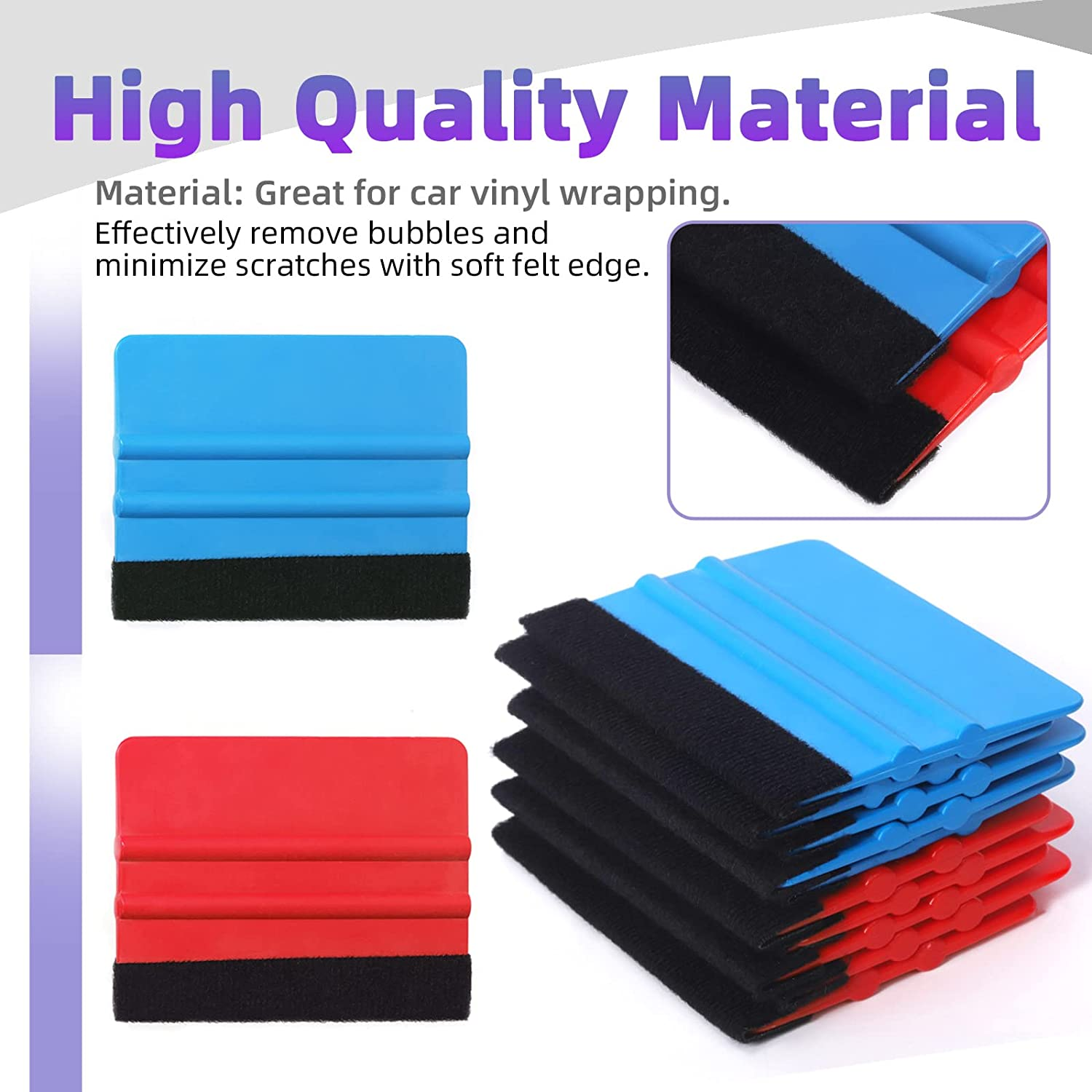 Swpeet 24Pcs Car Wrapping Vinyl Kit, Including Felt Edge Squeegee, Scraper, Spare Felt Replacement for Car Vinyl Wrap, Window Tint, Wallpaper, Decal Sticker Installation image number 1