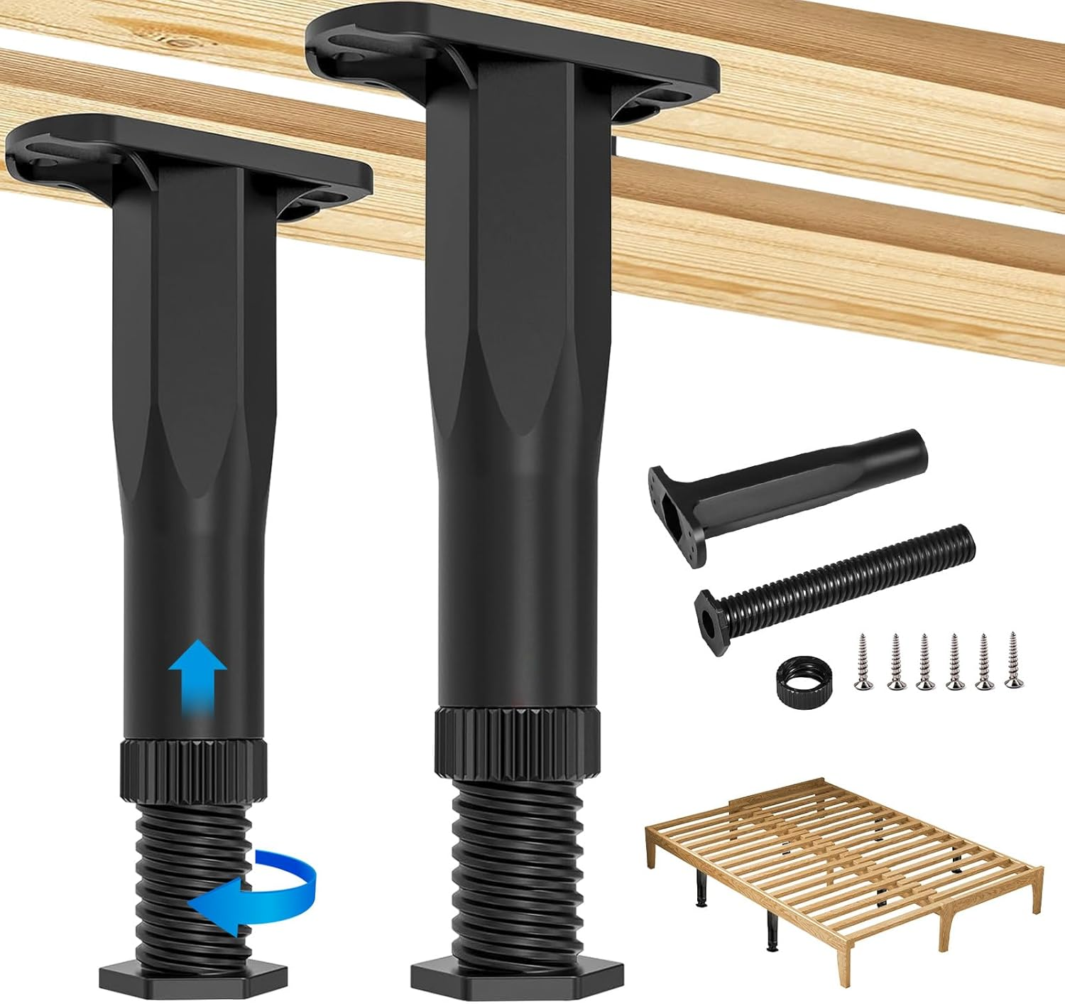 2Pcs Adjustable Height Center Support for Bed Frame, Bed Support Legs, Bed Frame Center Support for Furniture (2Pcs, 18-34 Cm) image number 5