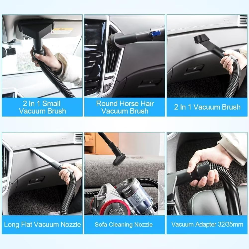 7-Piece Universal Vacuum Attachments Kit, 32Mm/35Mm Vacuum Attachments & Brushes with Adapter, Replacement Vacuum Cleaner Accessories for Household and Car Interior Cleaning image number 1