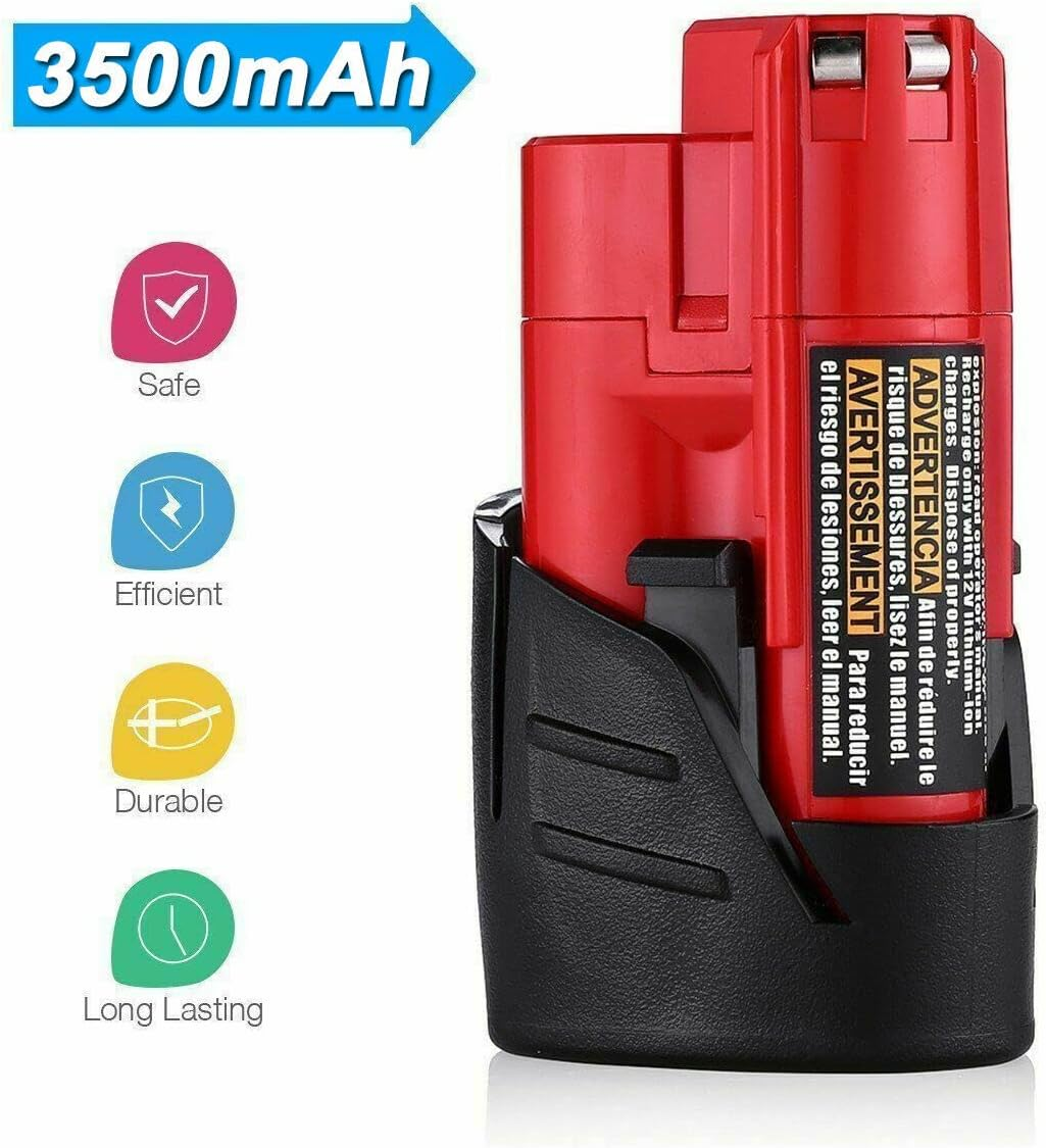 [High Capacity] Tavice 3.5Ah M12 Battery Compatible with 12V Milwaukee M12 M12B3 Lithium Cordless Battery 48-11-2401 2440 image number 1