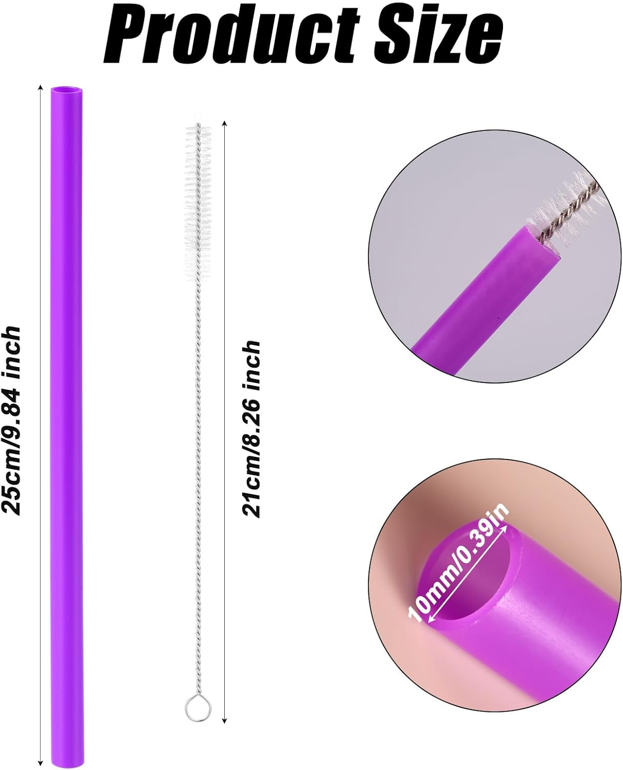 6Pcs Reusable Replacement Straws for Yeti Rambler 25/26/35Oz Straw Cup, Plastic Drinking Straws for Stanley for Simple Modern 30 Oz Tumbler with Straw Brush Water Bottle Accessories Parts (Purple) image number 2
