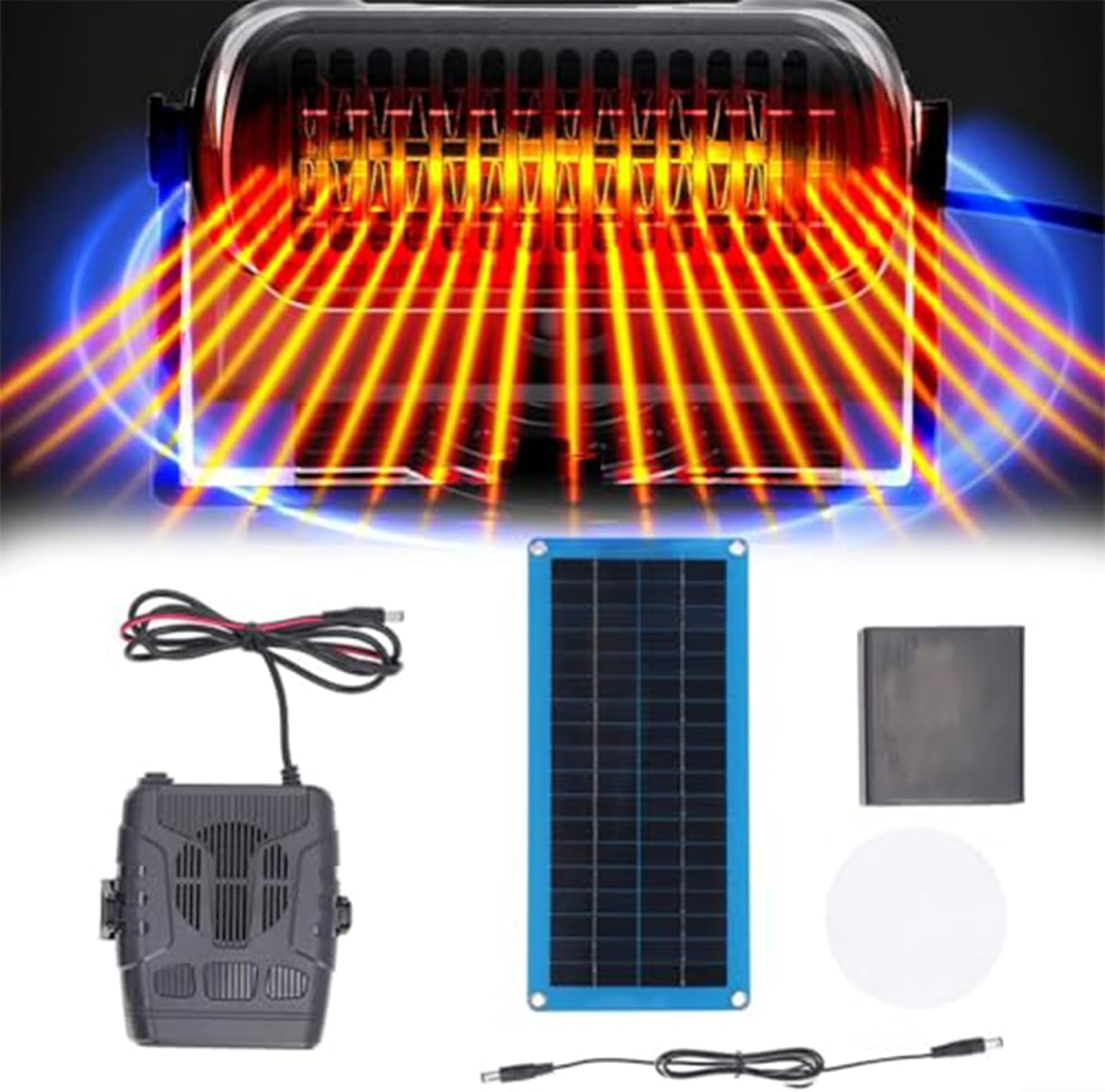 Solar Panel Greenhouse Heater Kit | 30W Winter Poultry Warmer Coop Heater | Windshield Defogger, Solar Power Kit for Winter Car Pet House image number 5