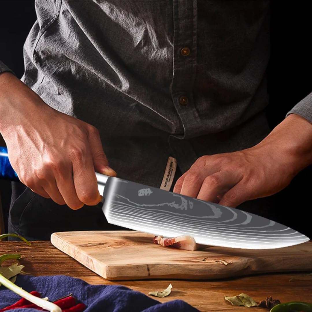 SMART PEPPER Chef Knife Kitchen Knife 8 Inch Chef'S Knife High Carbon Stainless Steel Knife with Risan Handle, Ultra Sharp, Best Choice for Home Kitchen & Restaurant