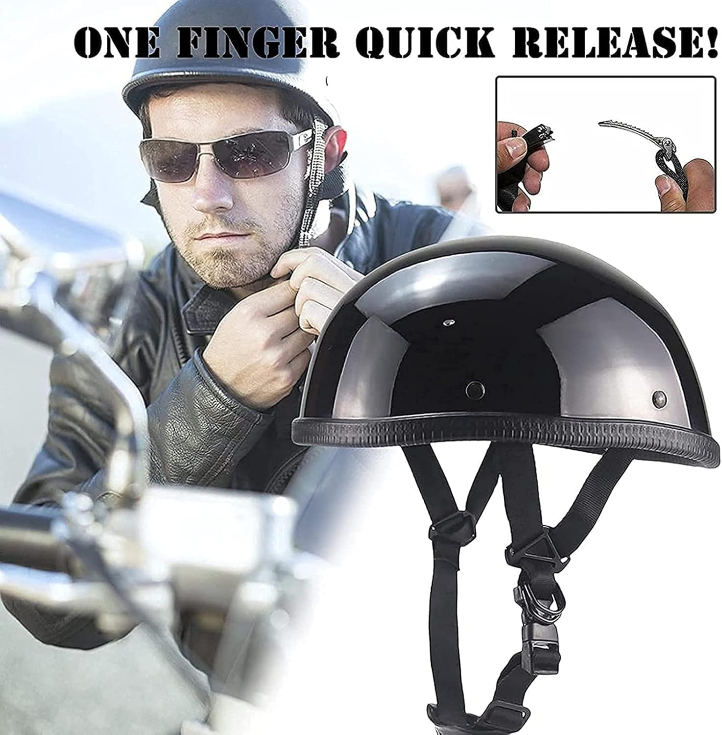 Retro Motorcycle Half Helmet-Dot Approved Men'S and Women'S Ultra-Thin Beanie Hat- Moped Scooter Half Helmet for Men Women Vintage Locomotive Motorbike Half Shell Helmet B,L=(59~60CM) image number 1