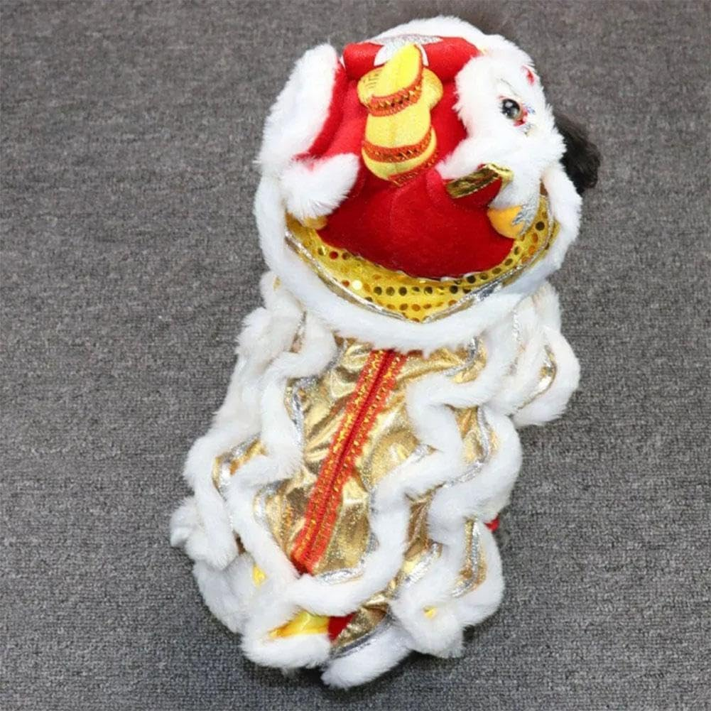 Lion Dance Dog Costume, Chinese Dragon and Lion Costume for Dogs - White||M image number 3