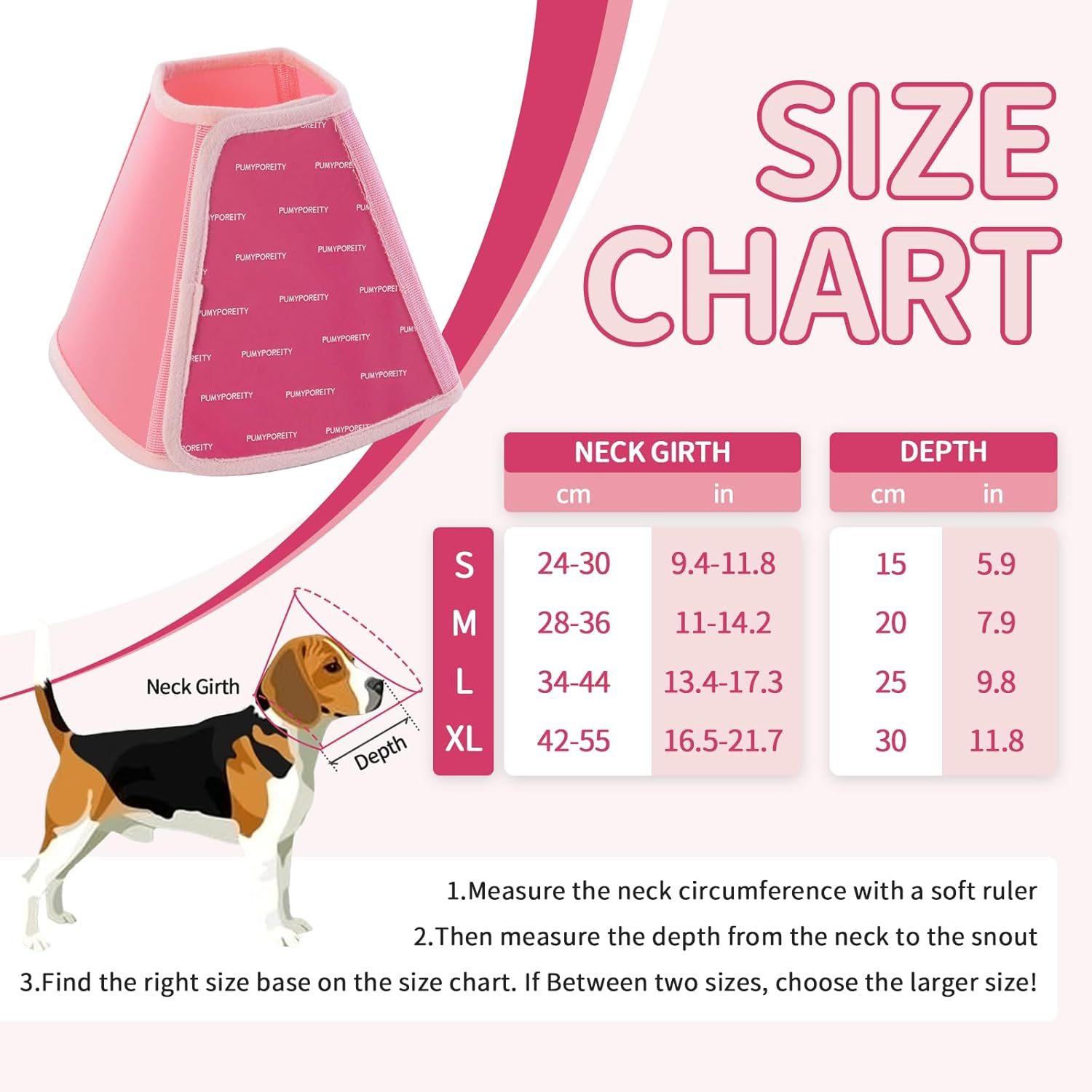 Dog Collar, Protective Collar, Cone Collars, Adjustable Recovery Collar, Breathable Pet Elizabethan Dog Collar, Lick Protection after Opening, Pink, S image number 3