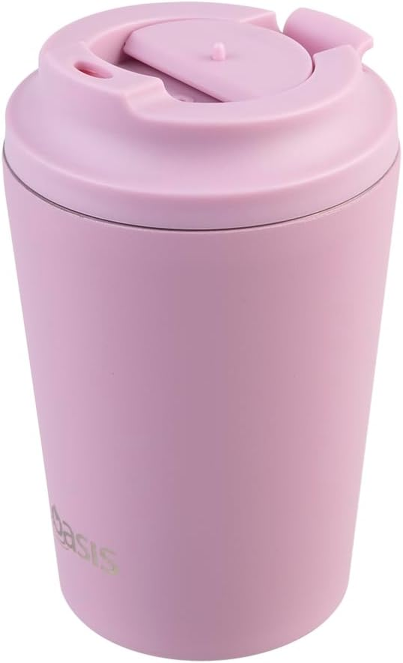 Oasis Ceramic Lined Stainless Steel Double Wall Insulated Coffee Cup 360Ml - Blush
