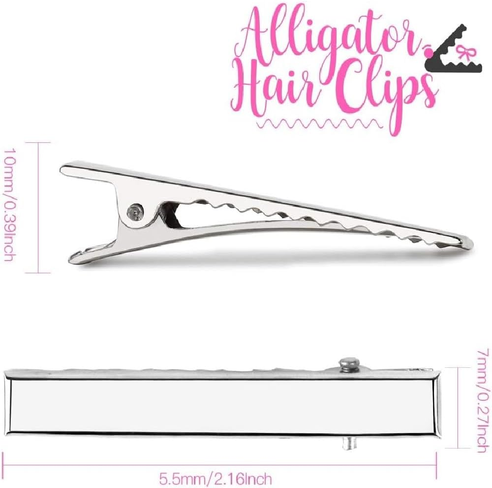 JUYOU 120Pcs 2.17 Inch Silver Single Prong Alligator Hair Clips with Teeth, Alligator Hair Clips, Flat Top Metal Hair Clips Hairbow Accessory Crafts(5.5Cm) image number 4