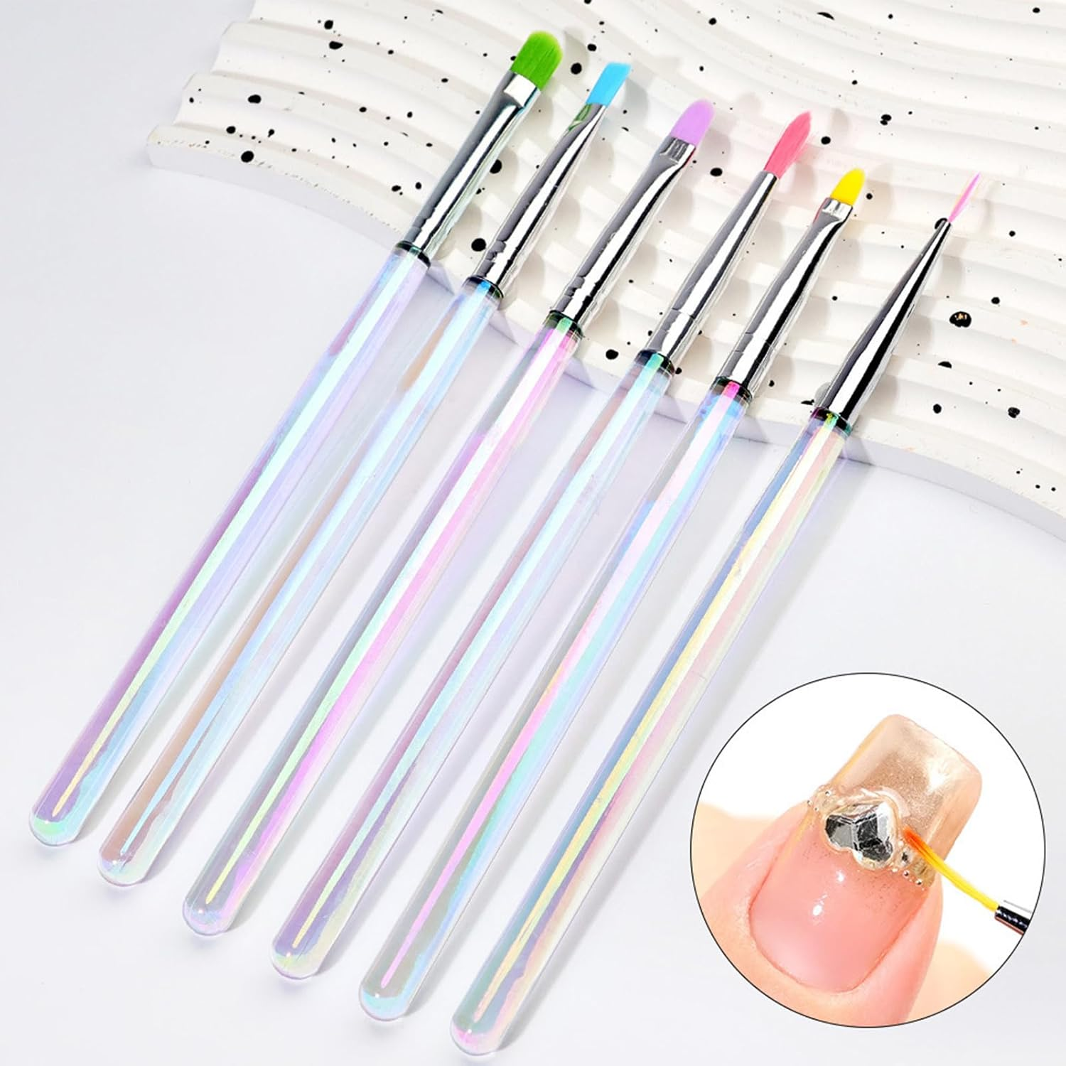 Tktouci Art Brushes for Nails | Gel Nail Brush | Manicure Dotting Stamping Gel Polish Painting Tool Liner Applicator for Home Salon Beginners image number 3