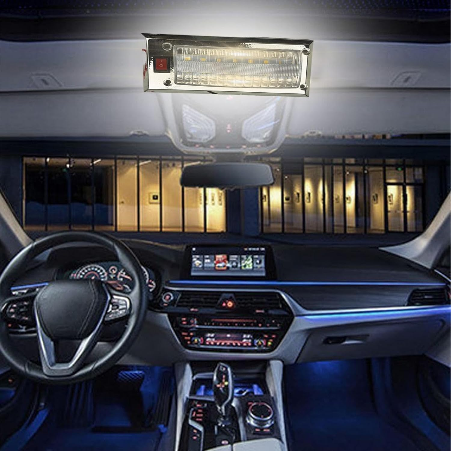 Dome Roof Interior Light - Ultra Bright Rv LED Roof Dome Light | 12V-24V Panel Reading Lamp On/Off Button for Car Van Truck Lorry Motorhome image number 3