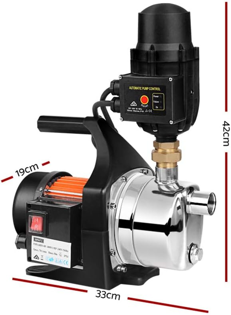 Giantz Water Pump, 2500W Electric High Pressure Garden Pumps Controller Irrigation for Pool Pond Tank Home Farm, Portable Automatic Switch Anti-Rust Stainless Steel Body Yellow Black image number 1