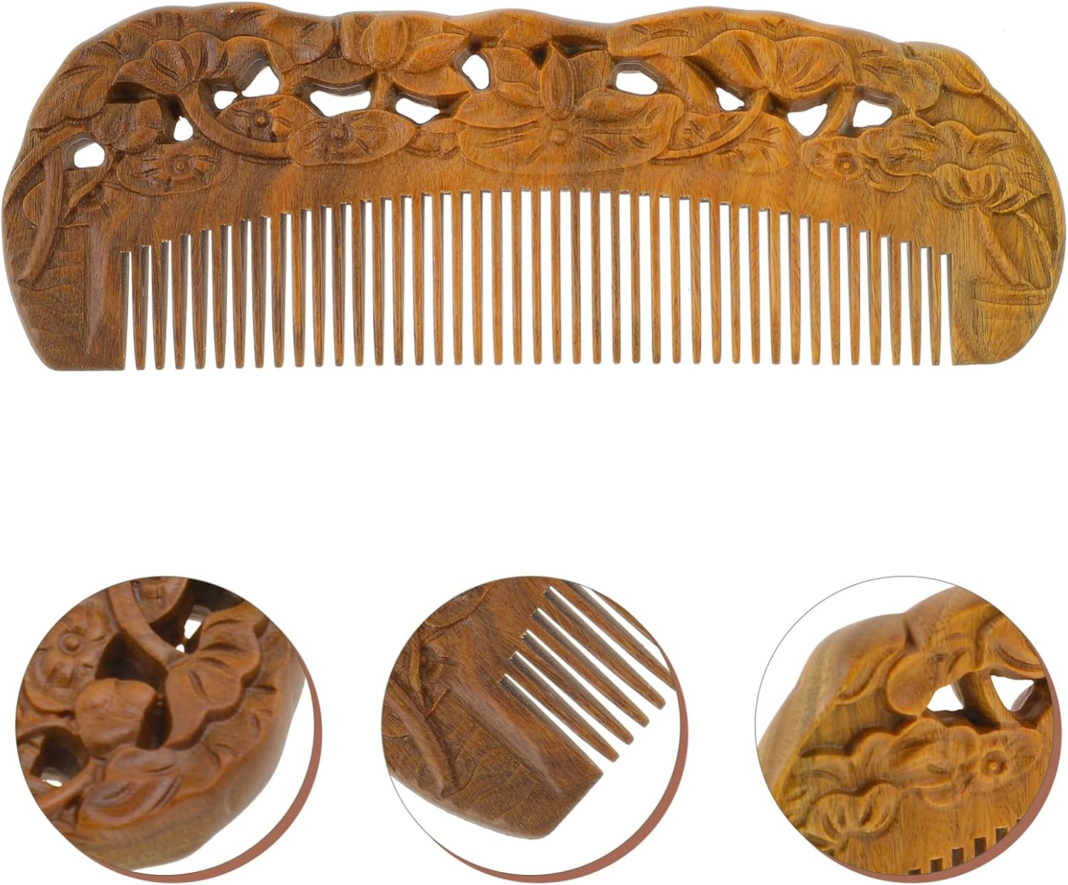 WRITWAA Natural Sandalwood Detangler Brush Wide Tooth Fashionable Home Hair Care image number 4