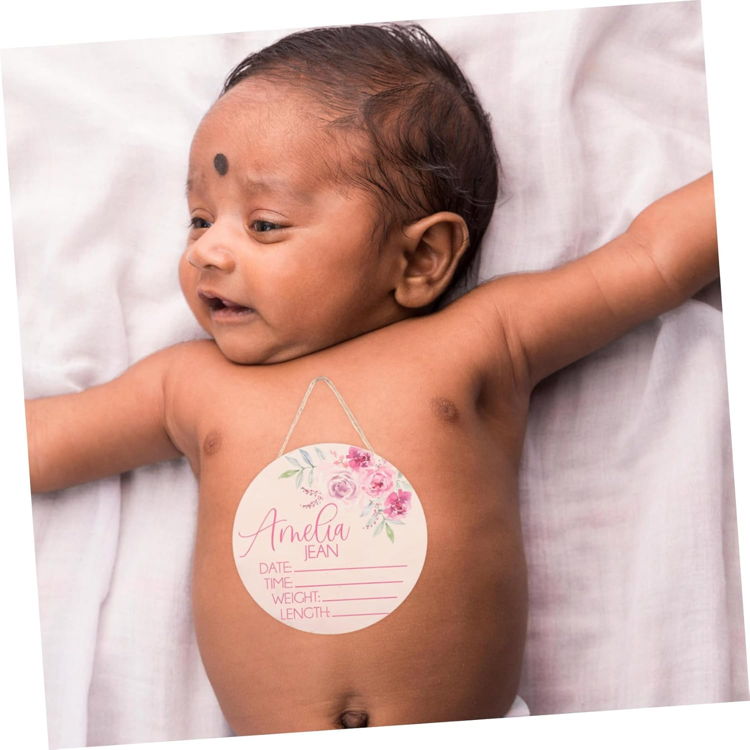 Sosoport Baby Name Announcement Sign Wooden Name Signs for Nursery Newborn Hospital Birth Announcement Boards 2Pcs Baby Nursery Decor Photo Props image number 1