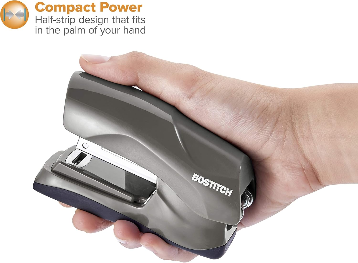 Bostitch Office Heavy Duty 40 Sheet Stapler, Small Stapler Size, Fits into the Palm of Your Hand; Gray - Gray, Compact image number 4