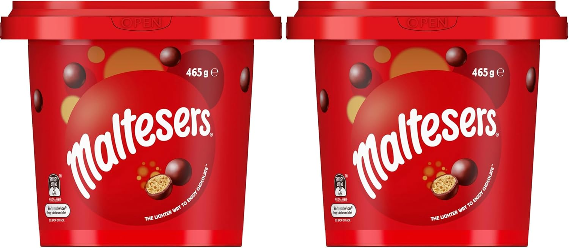 Maltesers Milk Chocolate Snack and Share Gift Bucket 465G (Pack of 2)