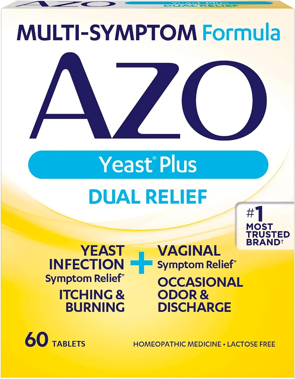 AZO Yeast plus Dual Relief Homeopathic Medicine | Yeast Infection Symptom Relief: Itching & Burning | Vaginal Symptom Relief: Occasional Odor & Discharge | #1 Most Trusted Brand | 60 Tablets image number 4