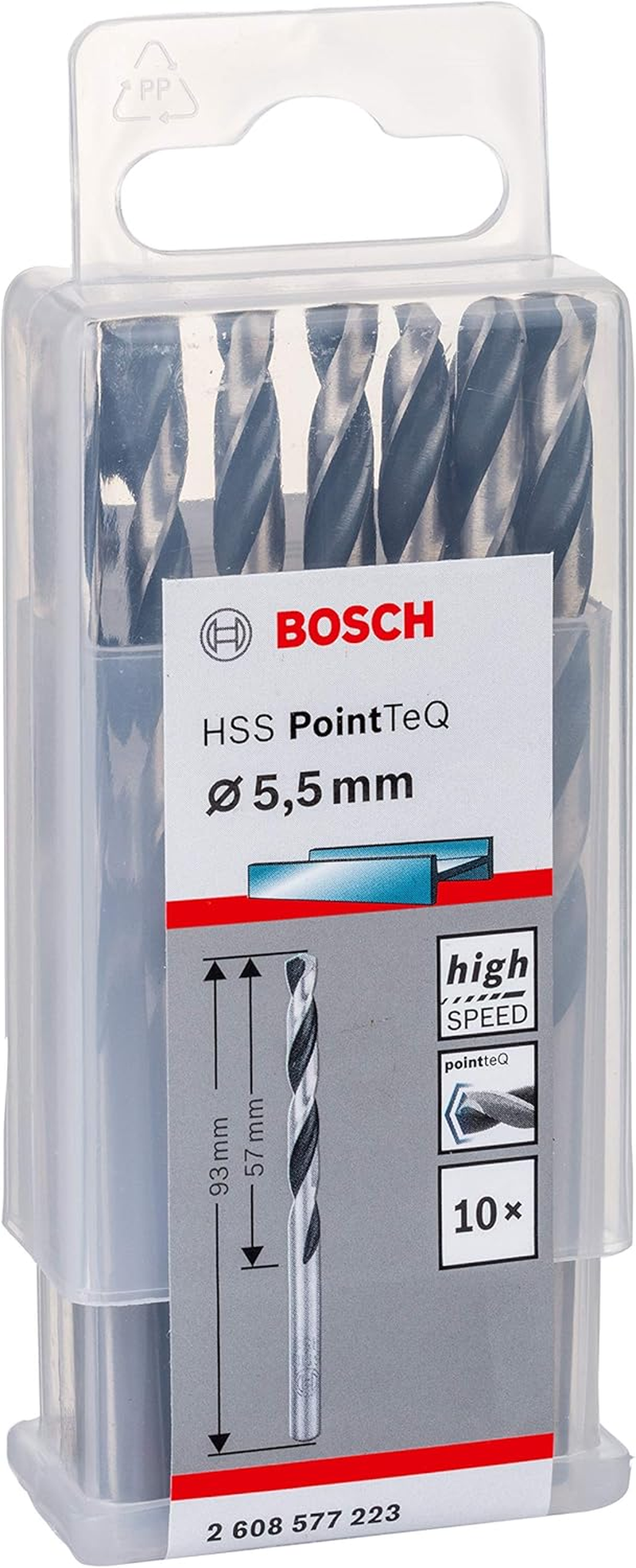 Bosch Professional 10-Piece Pointteq HSS Twist Drill Bit (For Metal, 5.5 X 57 X 93 Mm, Drill Driver Accessories) image number 2