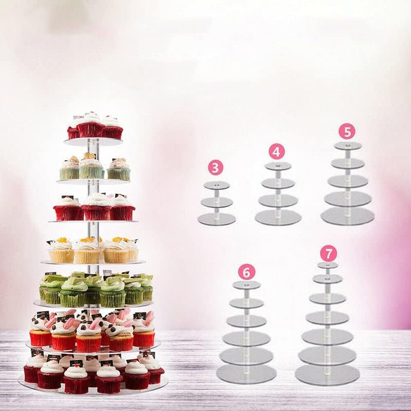 3/4/5/6/7/Tier Acrylic Clear round Cupcake Cake Stand Birthday Wedding Party - Durable and Elegant Design AU image number 6