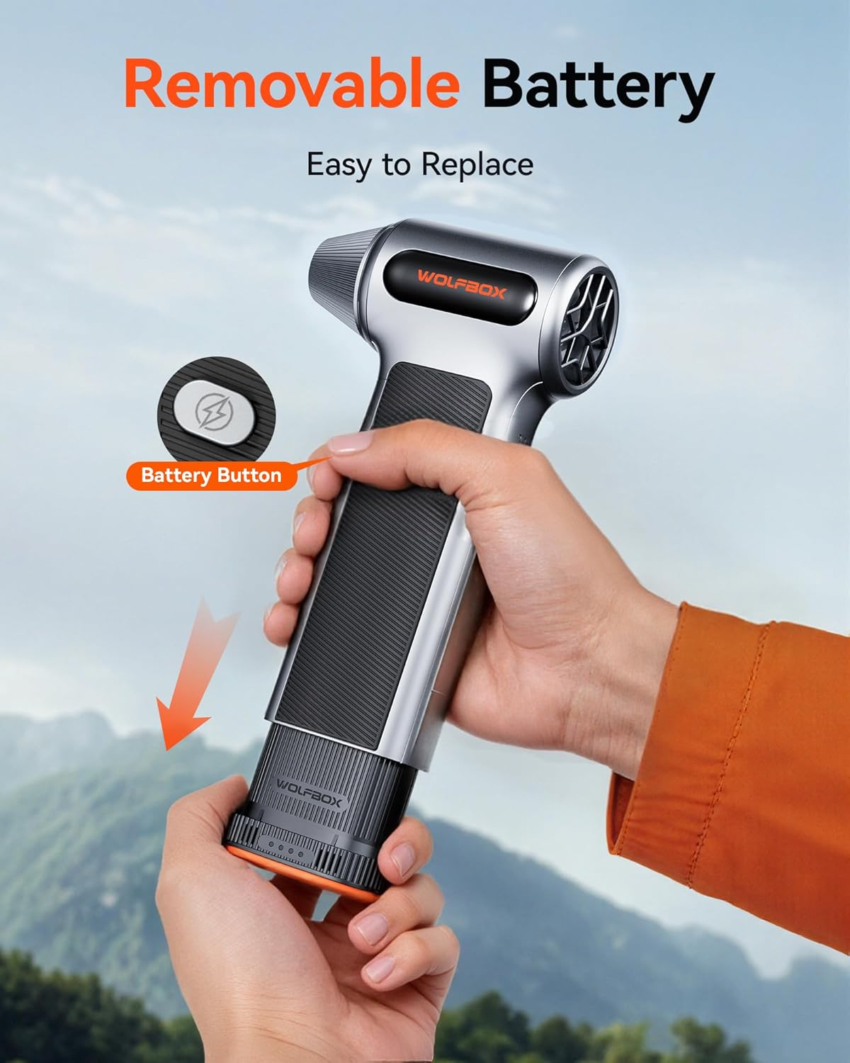 WOLFBOX MF200 22.2Wh 7.4V Rechargeable Li-Ion Battery Pack &ndash; Removable Backup Power for Compressed Air Duster (Battery Only, No Charger)