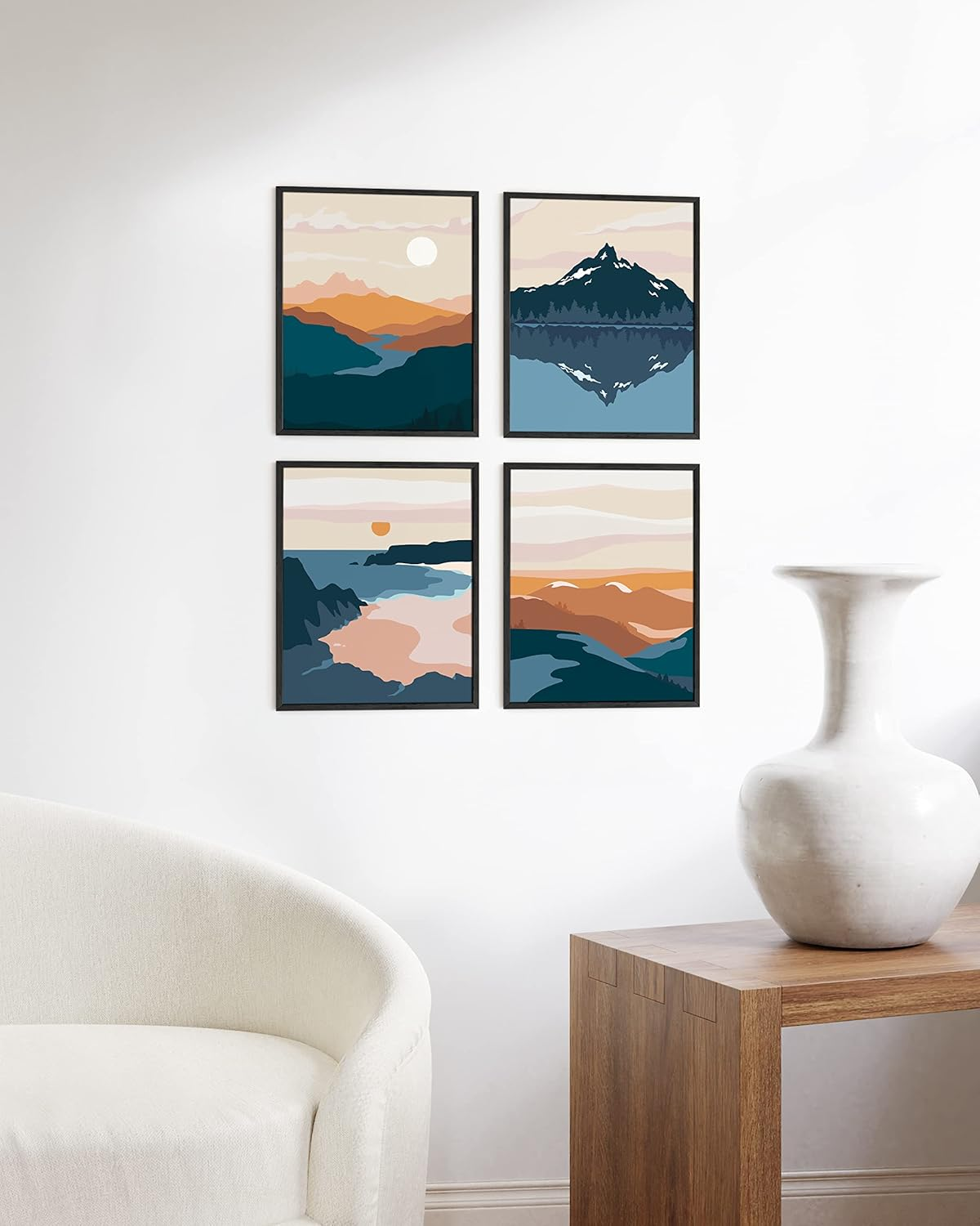 HAUS and HUES Nature Wall Art Prints Landscape Mountain Decor Mid Century Art Wall Decor, Geometric Abstract Nature Wall Art, Mountain Art Wall Decor, Adventure Wall D&eacute;cor image number 1