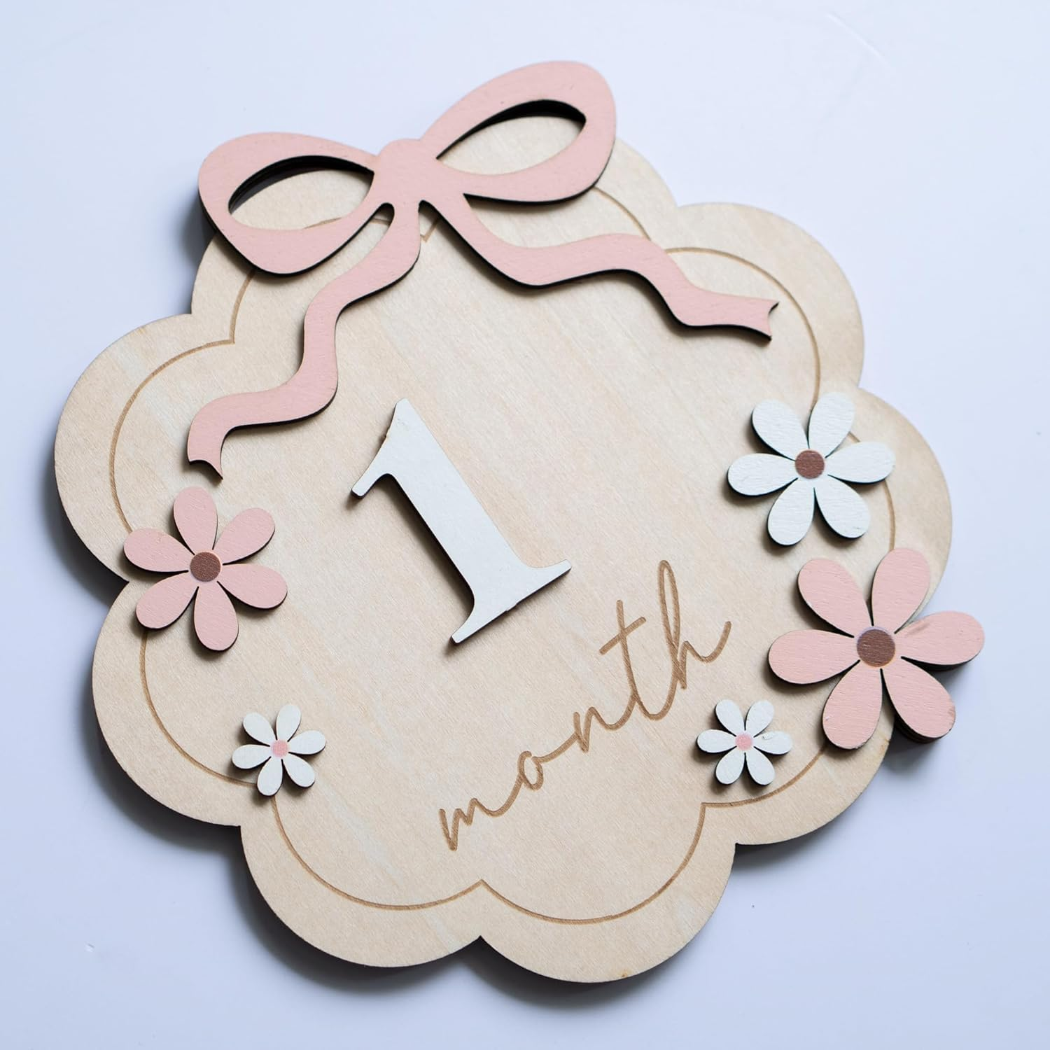 Baby Monthly Milestone Sign,1-12 Monthly Baby Milestone, Month Milestone Baby Girl, Baby Months Milestone, Newborn Photography Props Double-Sided image number 2