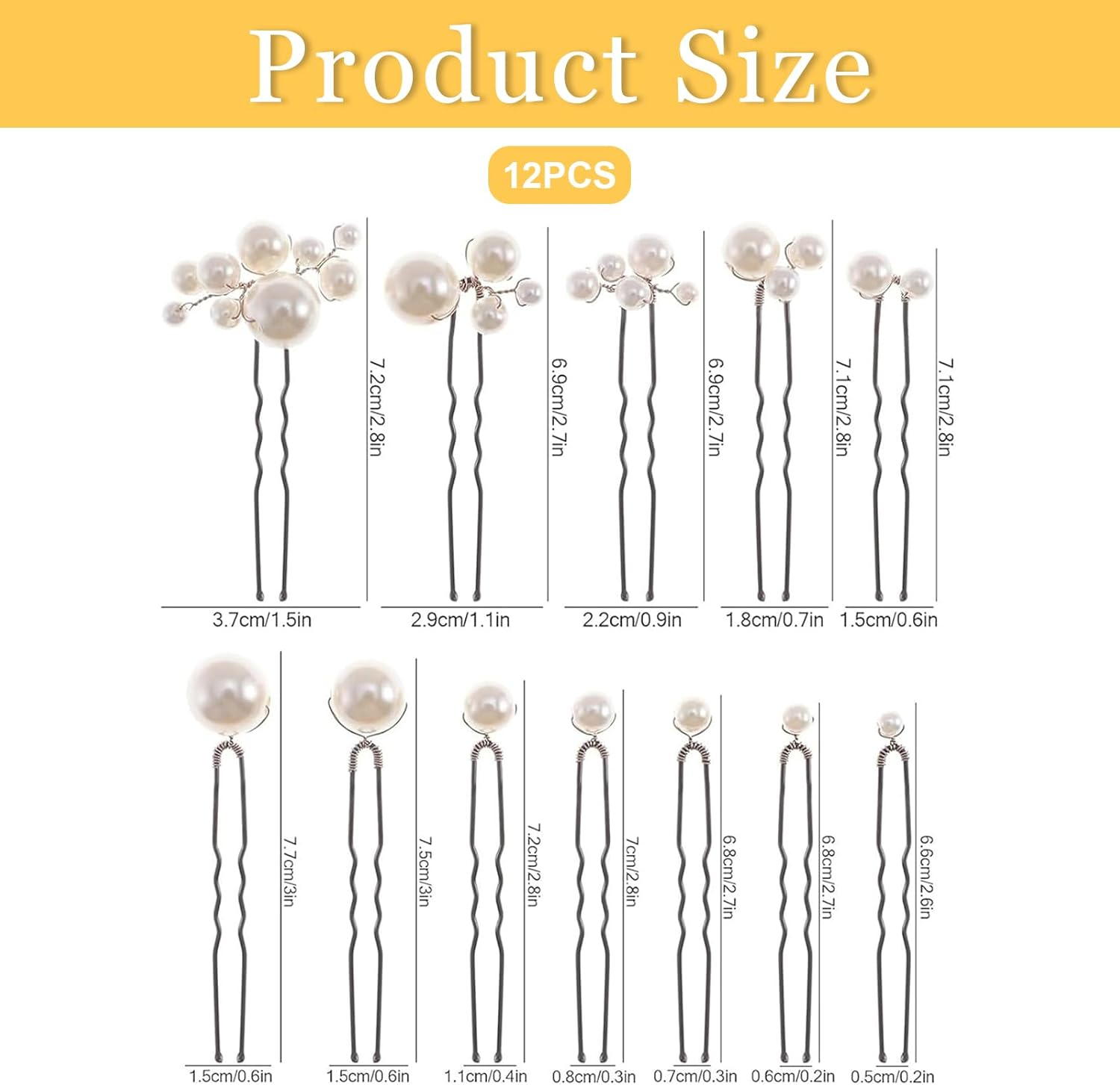 Evadollina Hair Accessories Wedding, 12 Pieces Hairpins, Floral Hair Accessories, Bridal Hair Items, Hairpins, Ladies, Christmas, for Festivals and Parties image number 1