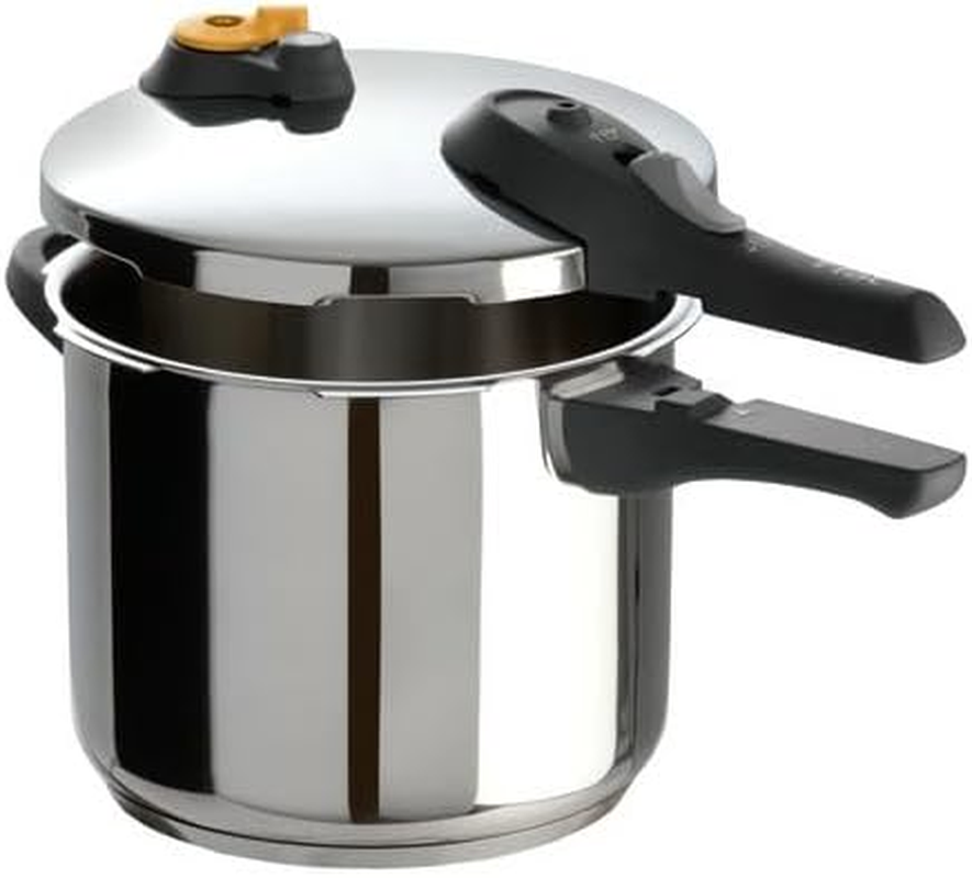 T-Fal P25107 Stainless Steel Dishwasher Safe PTFE PFOA and Cadmium Free 10/15-PSI Pressure Cooker Cookware, 6.3-Quart, Silver image number 3