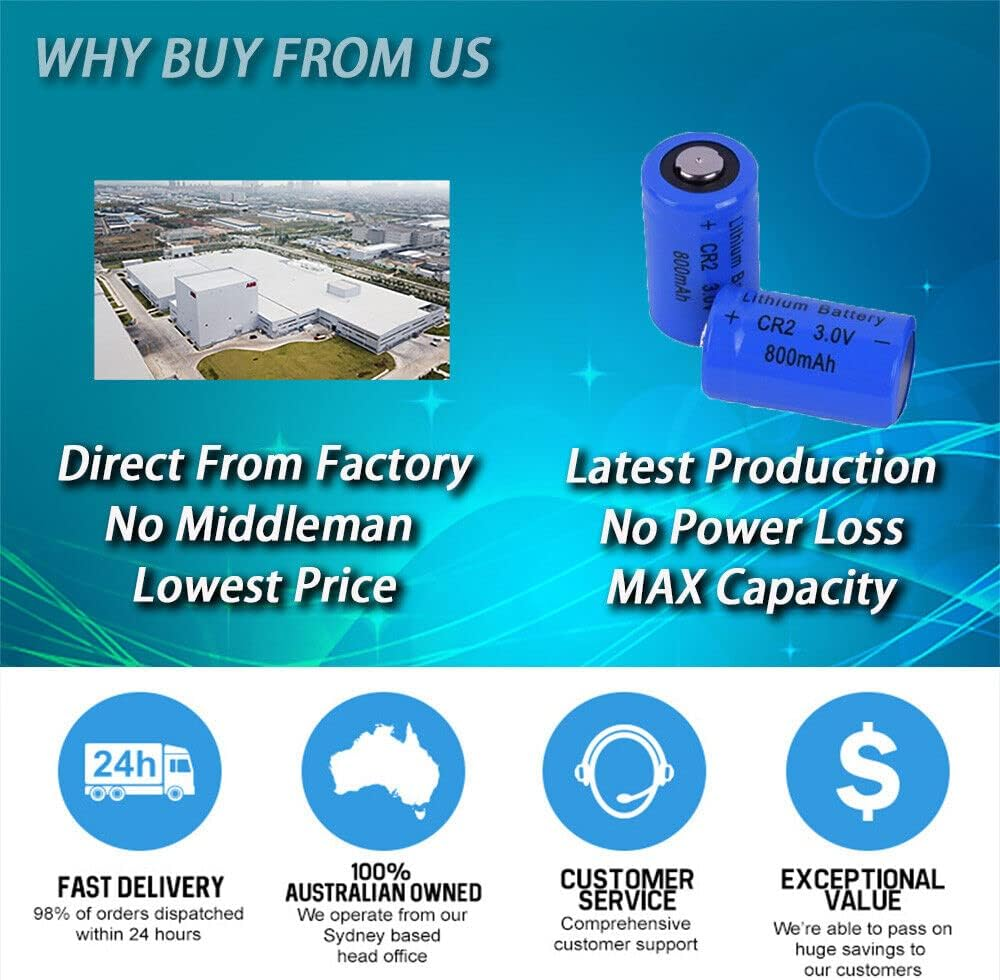 (4 Pack) Blue Cell CR2 3V Lithium Battery, CR2 Battery, CR15H270, CR15270, 15270, 15266, DLCR2, Rechargeable CR2 for Camera, Flashlight, Remote, Laser, Key Fob, Security Systems image number 3