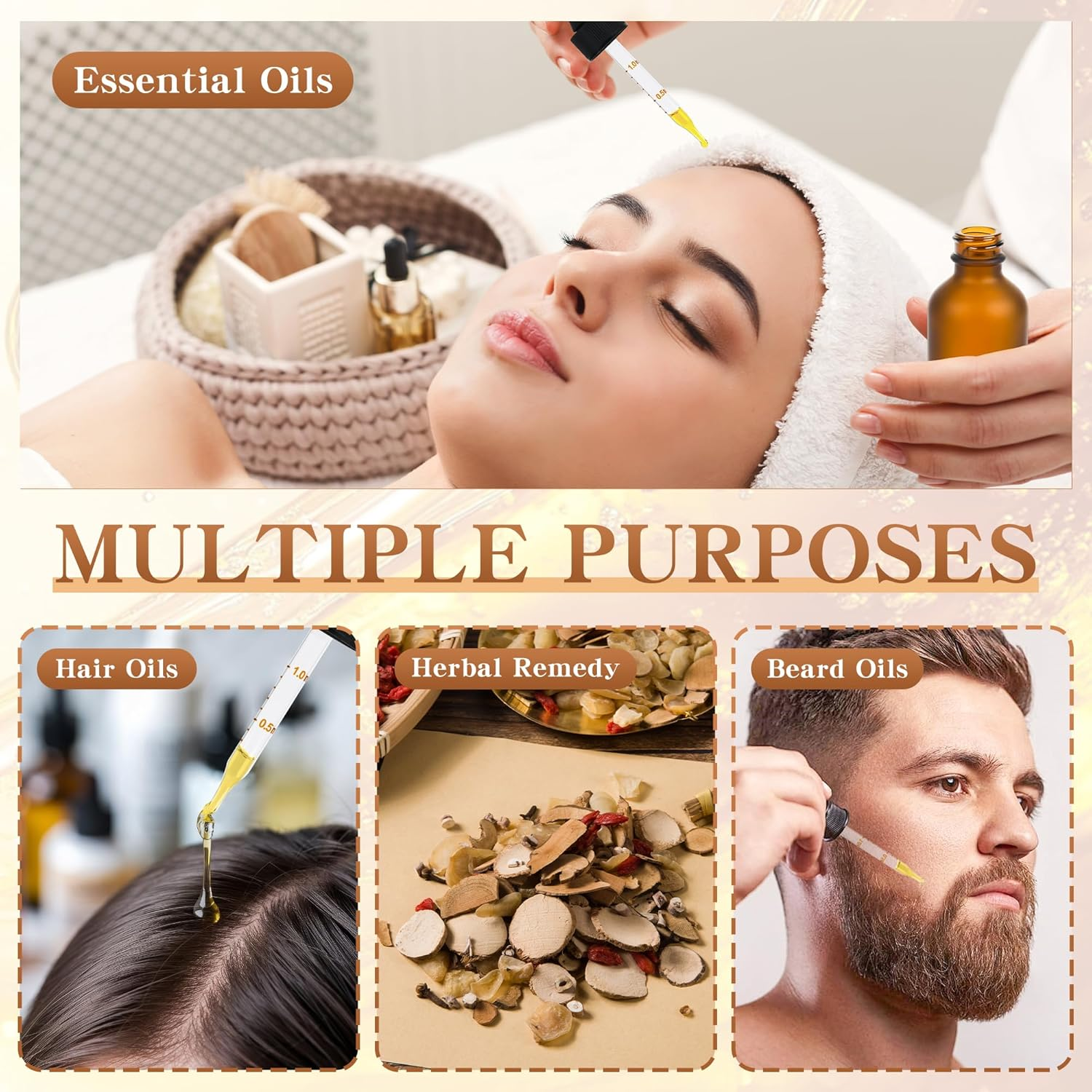 12 Pack Frosted Amber Dropper Bottles, 2Oz/60Ml Glass Tincture Bottles with Measured Eye Dropper, Leak Proof Travel Bottles for Essential Oils/Chemistry Lab Chemicals/Colognes & Perfumes image number 7