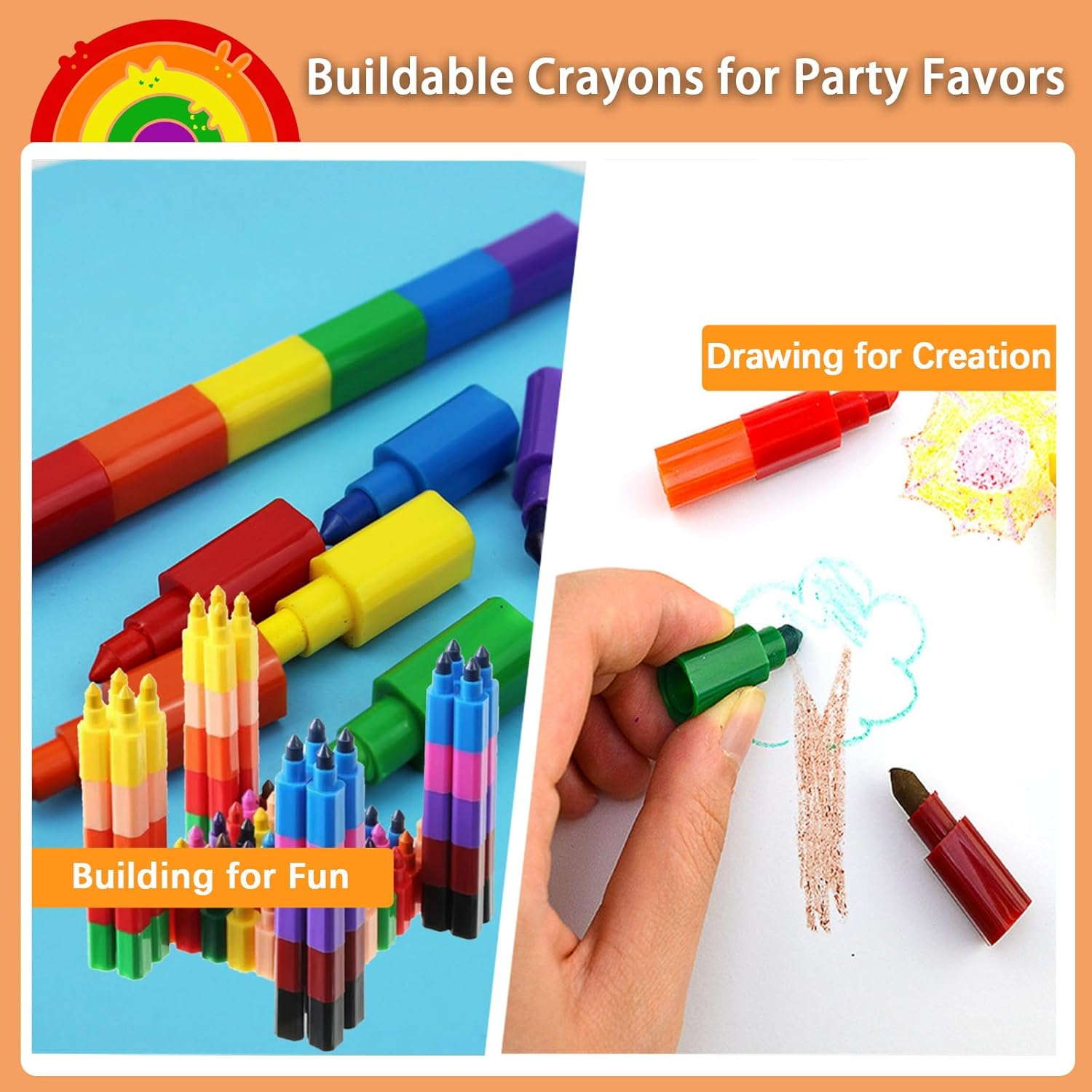 18 Pcs Stackable Crayons, 216 Counts Mini Crayons, Coloured Crayon for Kids,12 Vibrant Colours Rainbow Markers for Drawing, Gifts, Party Favours image number 3