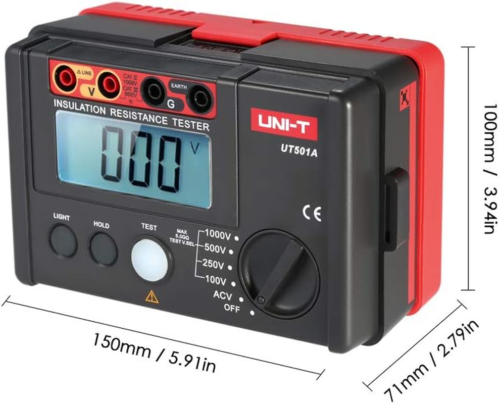 UT501A 1000V Insulation Resistance Meter Ground Tester Megohmmeter Voltmeter W/Lcd Backlight image number 4