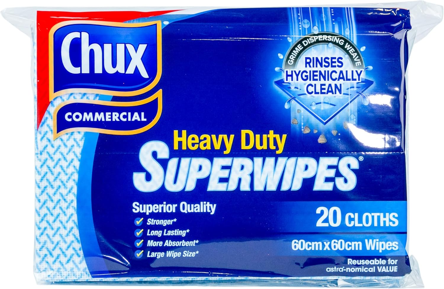 Chux Heavy Duty Superwipes, Highly Absorbent, Reusable and Washable Large Wipes, 20 Count