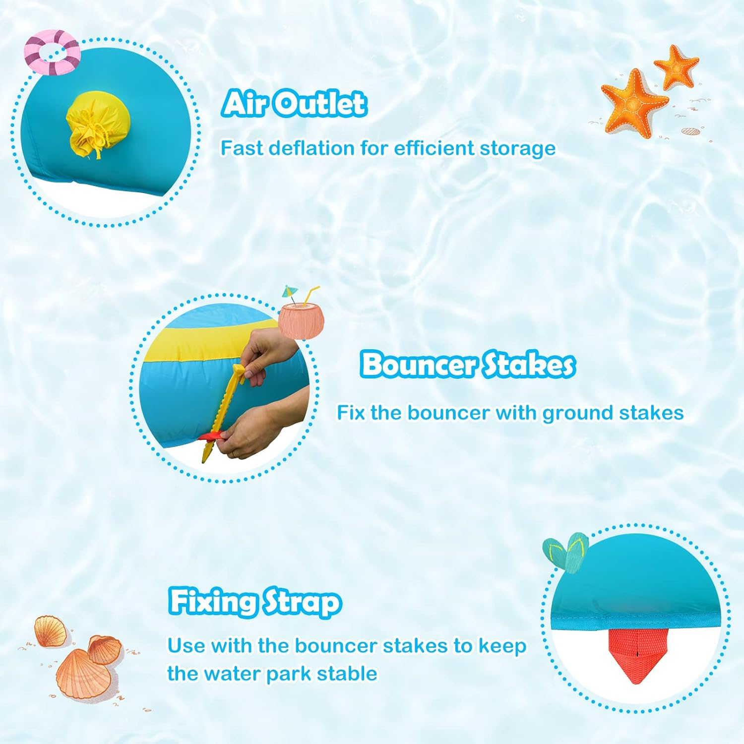 HONEY JOY Inflatable Water Slide, 452 X 365 X 233CM Giant Water Park for Kids W/Double Long Slides, Climbing Wall, Splash Pool, Water Cannon, Blow up Inflatable Bouncer for Outdoor (Without Blower) image number 4