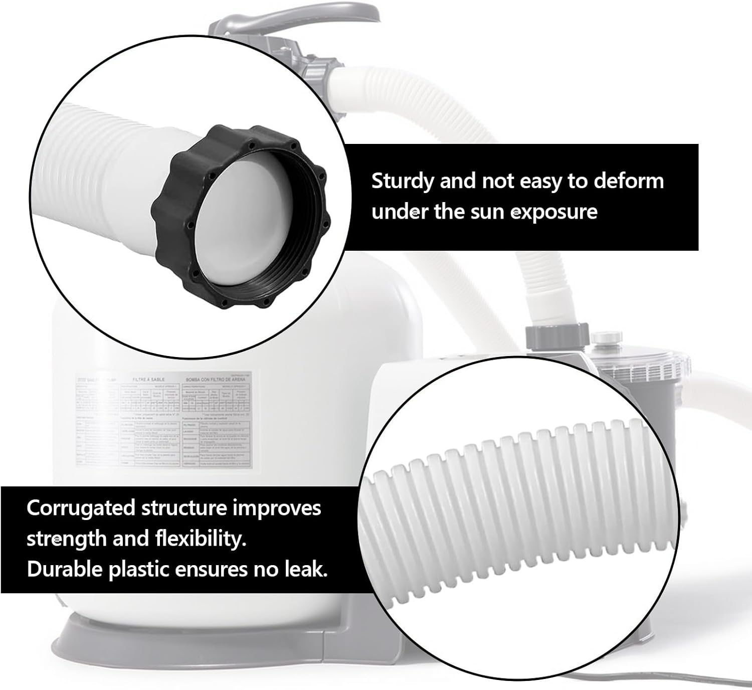 16" Pool Pump Replacement Hose,1.5" Diameter Pool Sand Filter Pump Hose Compatible with Intex Pool Sand Filter Pumps & Saltwater Systems,Pool Pump Replacement Hose for above Ground Pools image number 5