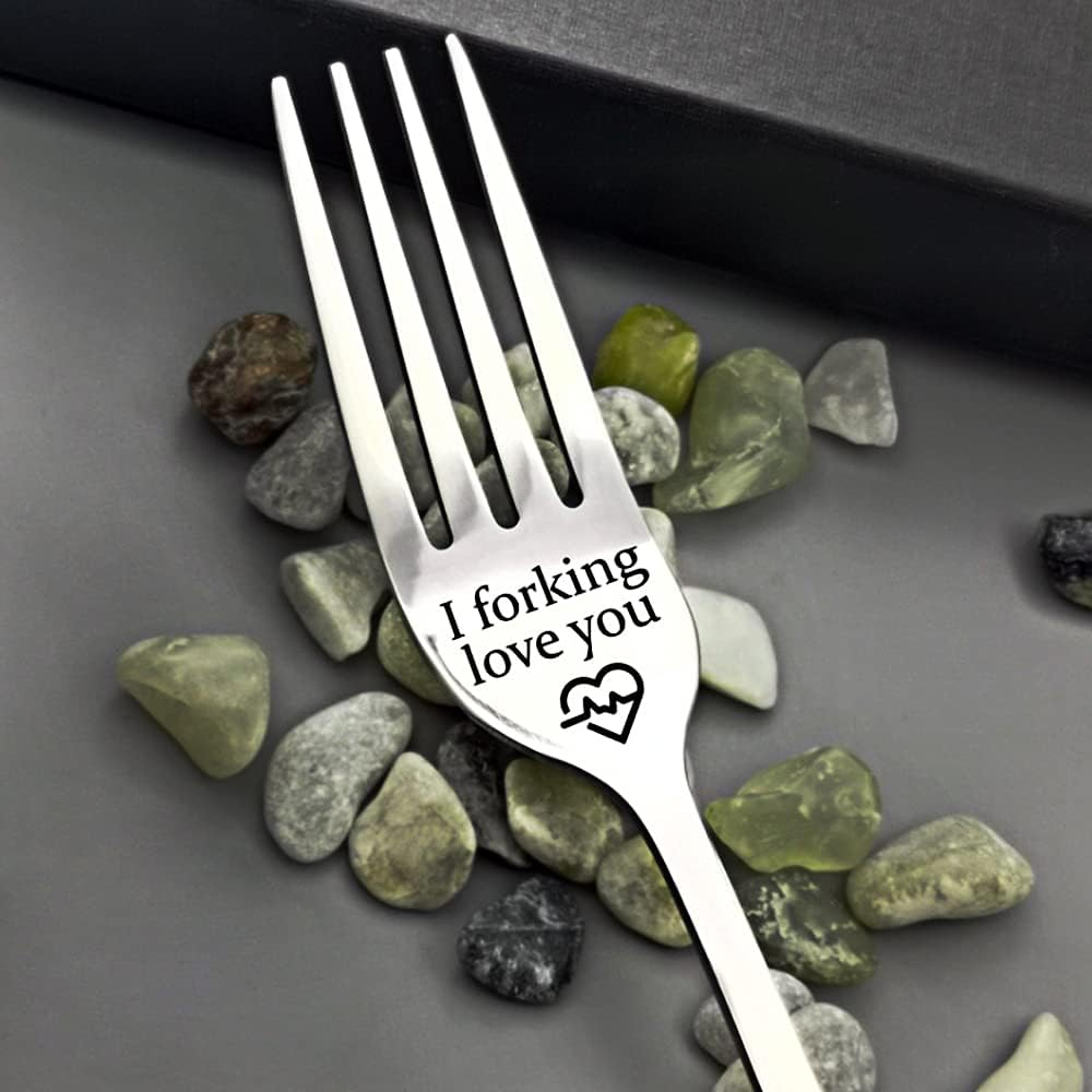 Valentines Gifts for Him, Gifts for Boyfriend Anniversary Valentines Gifts I Forking Love You Dinner Forks, Inspirational Funny Engraved Forks, Stainless Steel Table Forks image number 2
