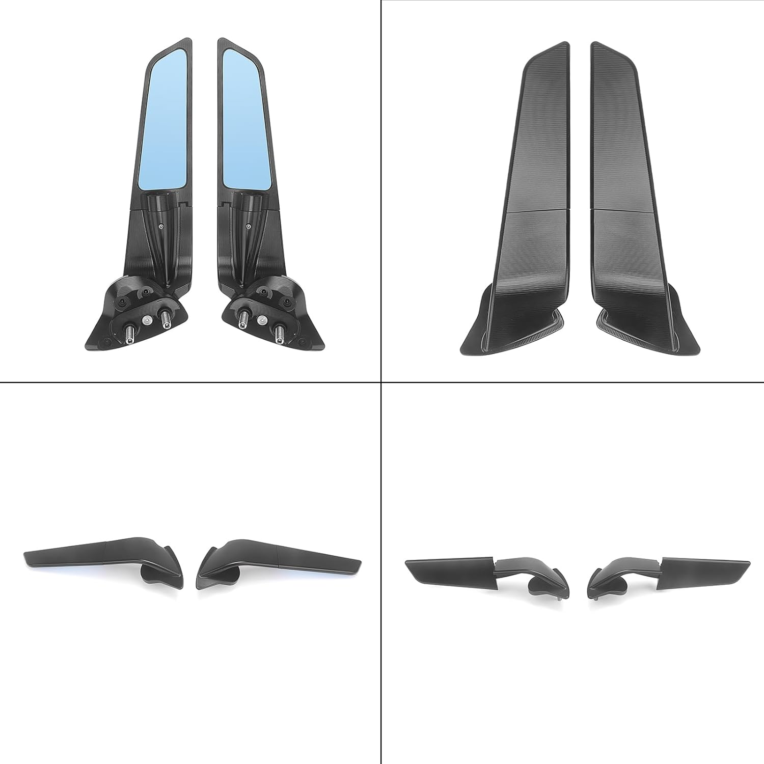 Motorcycle Stealth Side Mirrors, Areodynamic Winglets Rearview Adjustable Mirror Compatible with Yamaha YZF-R7 2021-2025 YZF-R6 2017-2020, CNC Aluminum, with Anit Glare Blue Lens
