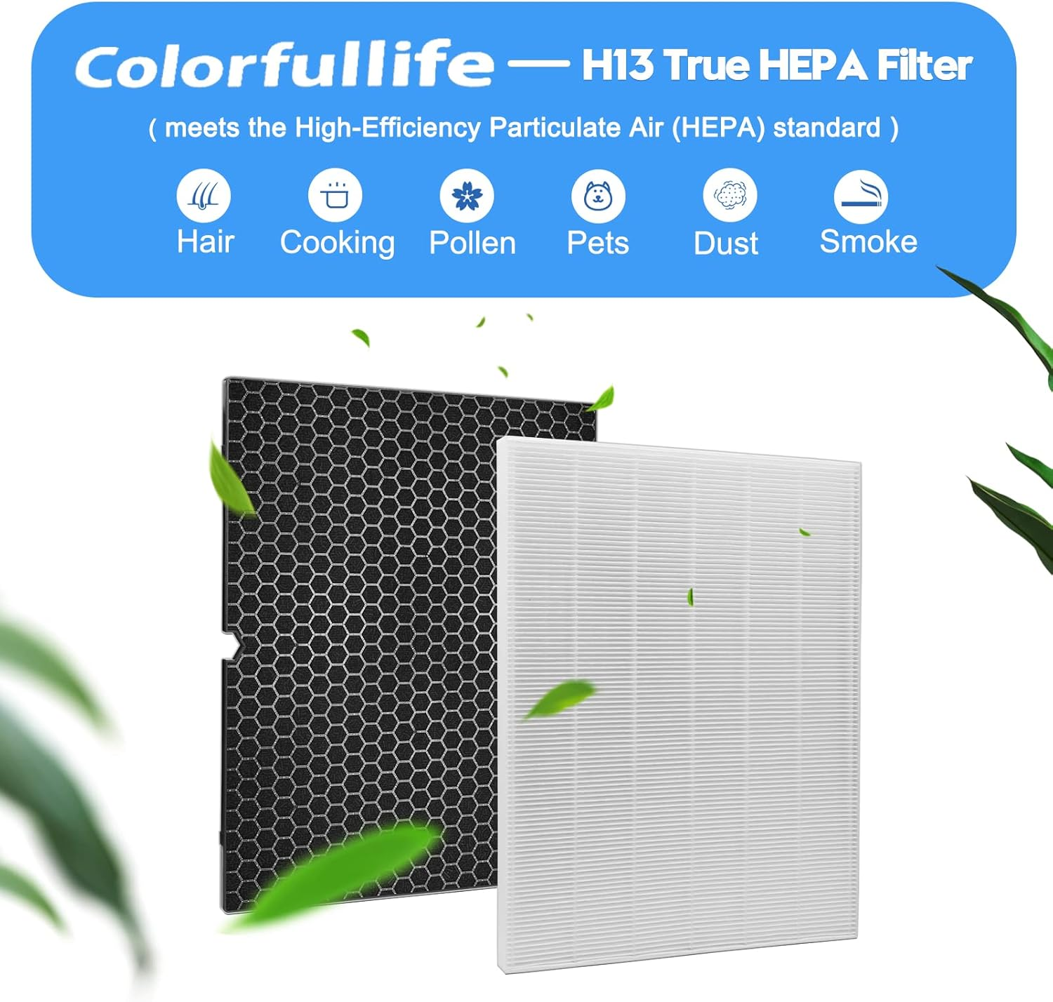 Colorfullife 116130 Replacement Filter H for Winix 5500-2 Air Purifier - 2 Pack HEPA Filters and Activated Carbon Filter Combo Pack image number 3