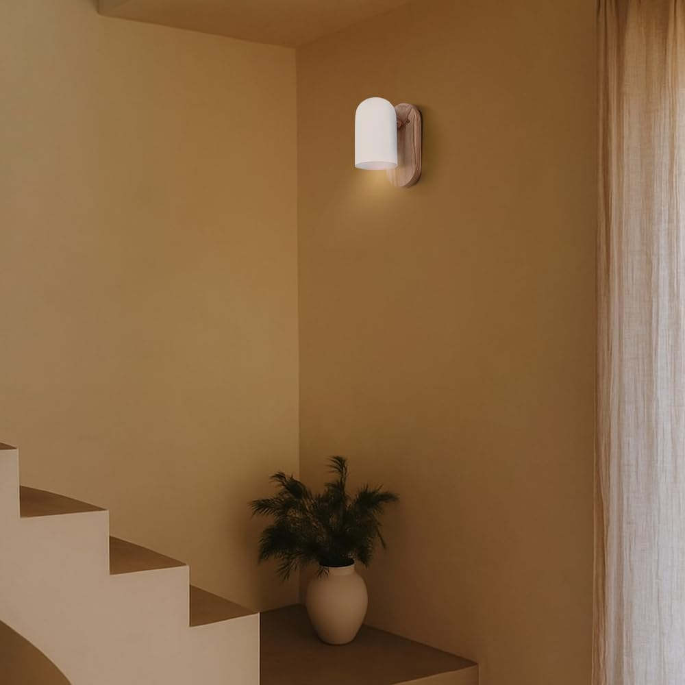 Krear Set of 2 Wooden Wall Sconces, Lighting Indoor Wall Light Fixture for Bedroom, Living Room, Hallway Lighting image number 4