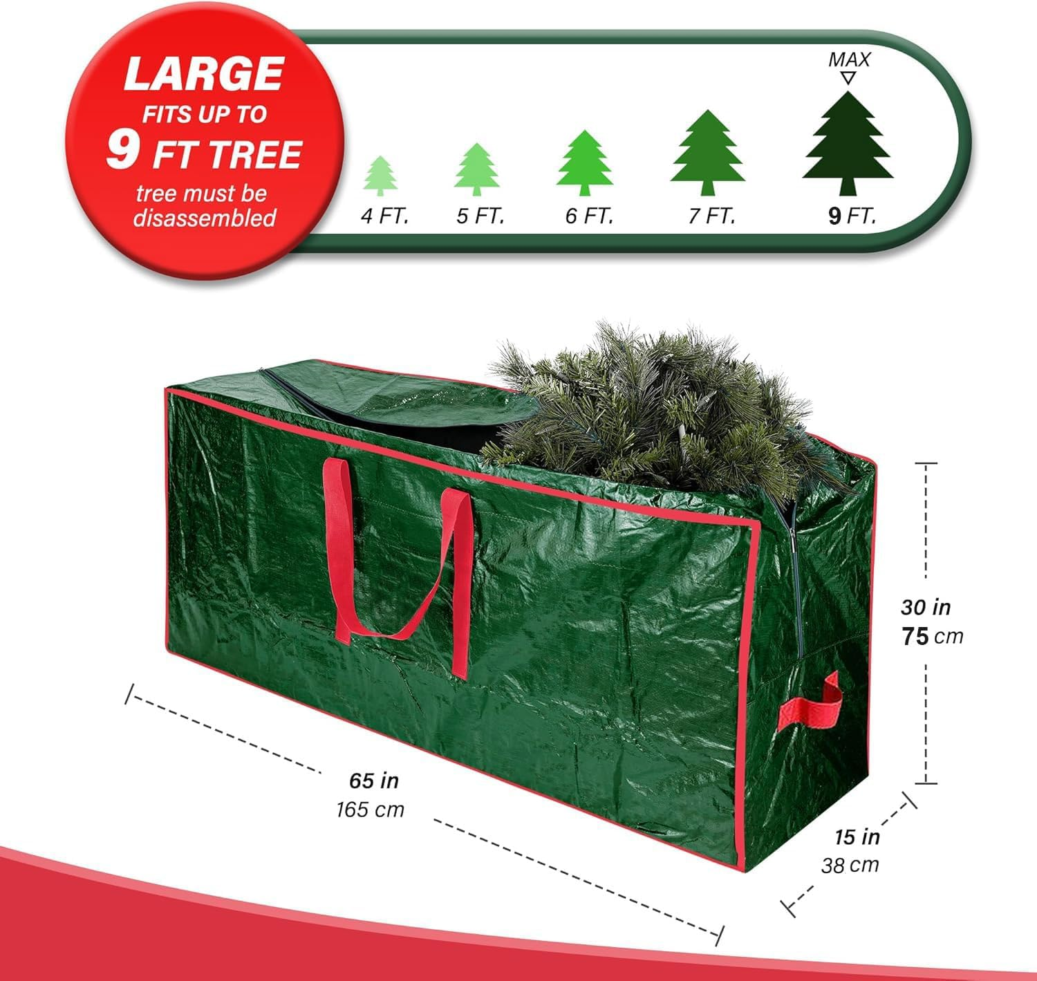 9 Ft Christmas Tree Storage Bag, Durable Heavy Duty Extra Large Artificial Xmas Holiday Tree Bag, Zippered Bag with Handles, Waterproof Christmas Tree Storage Case, Protects from Dust and Moisture
