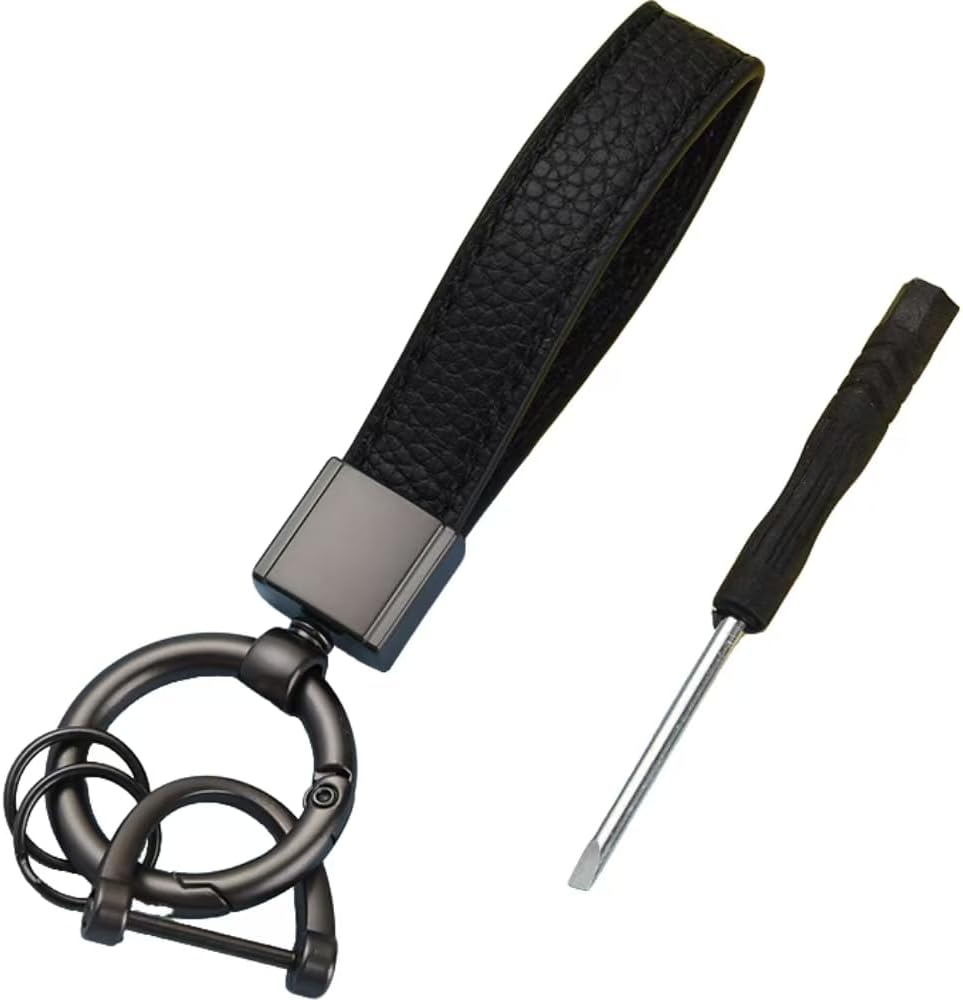 Leather Car Keychain, Leather Key Fob with D-Ring, Anti-Lost Soft Leather Key Chain, Car Accessories