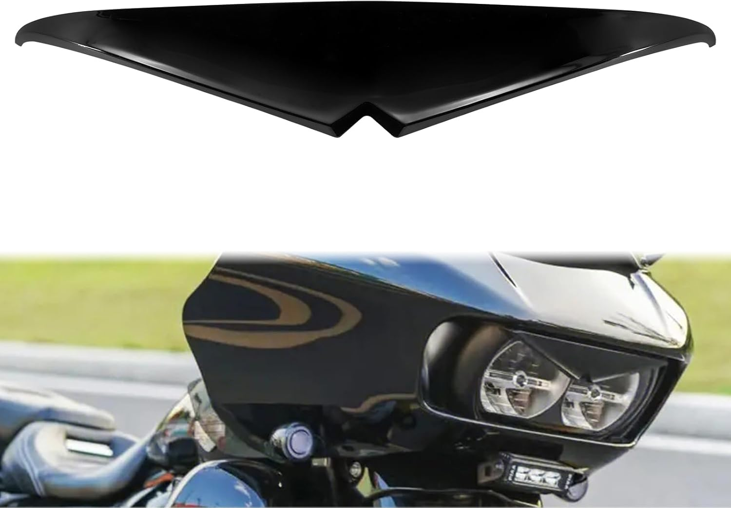 Motorcycle Headlight Eyebrows Sticker Headlamp Eyebrow Eyelids Upper Tip Trim Decoration Cover Visor Fit for Harley Road Glide 2015-2023 image number 3