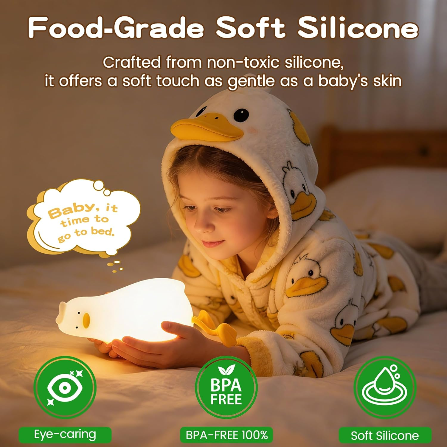 Lying Flat Duck Night Light,With Blind Box Duck Gift, Cute Squishy Silicone Existential Crisis Duck Lamp, Animal Nursery Nightlight, Dimmable/Rechargeable Bedside Touch Lamp,Baby Kids Room Decor - Capybara image number 4