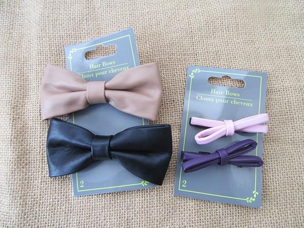 36Sheet PU Leather Hair Bows Scrunchie Headband Assorted image number 2