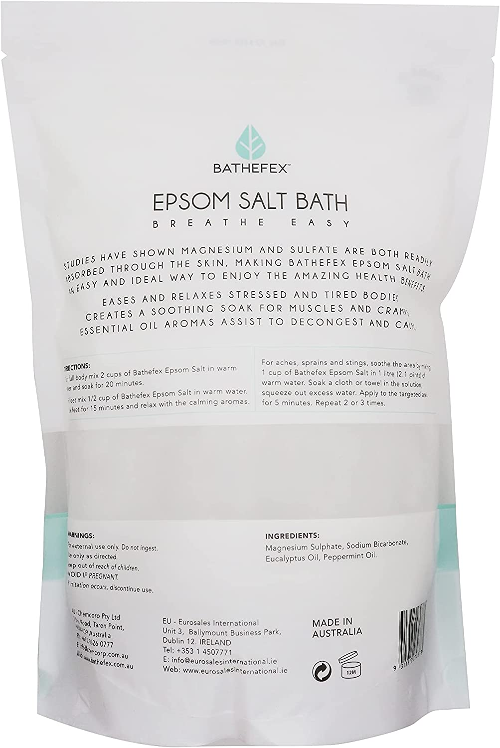Bathefex Epsom Salts Breathe Easy 1.4Kg image number 1