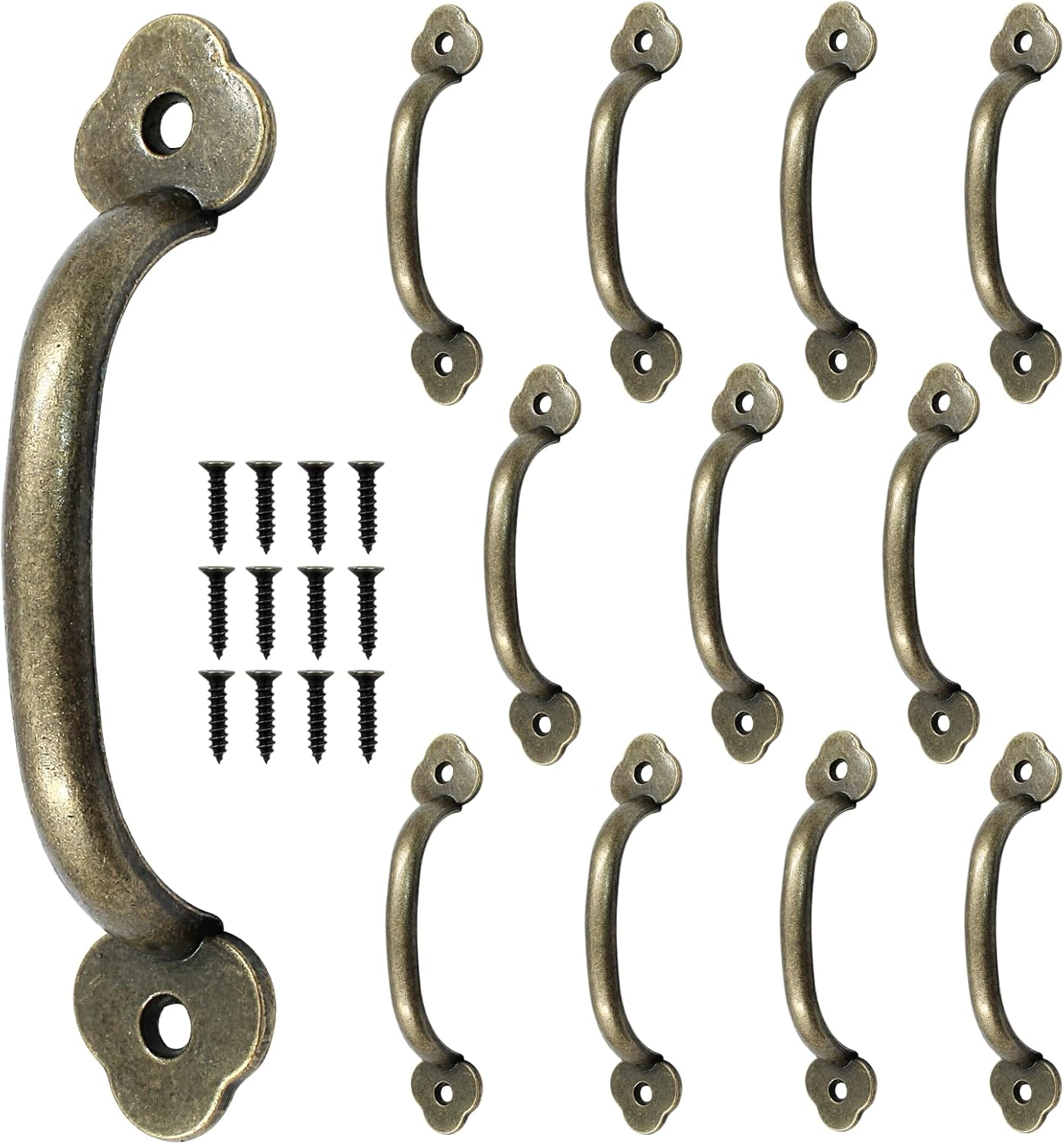 Hitefu 12Pcs 3 Inch Rustic Barn Door Handles, Bronze Vintage Metal Gate Pull Handle 2.6 Inch Hole to Hole, Plum Blossom Zinc Alloy Furniture Handle for Cabinet Garage Closet Drawer Cupboard Wardrobes