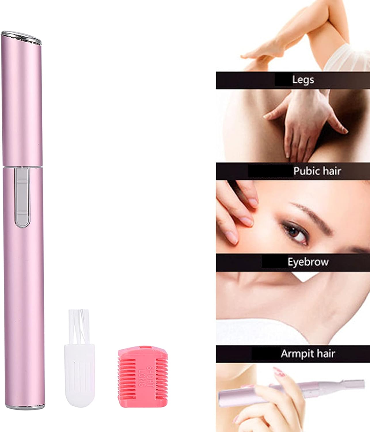 Pink Electric Hair Clipper, Women'S Beauty Tool + Cleaning Brush and Eyebrow Comb, Easy to Carry, Suitable for Face, Arms and Legs [Hair Removal] image number 5