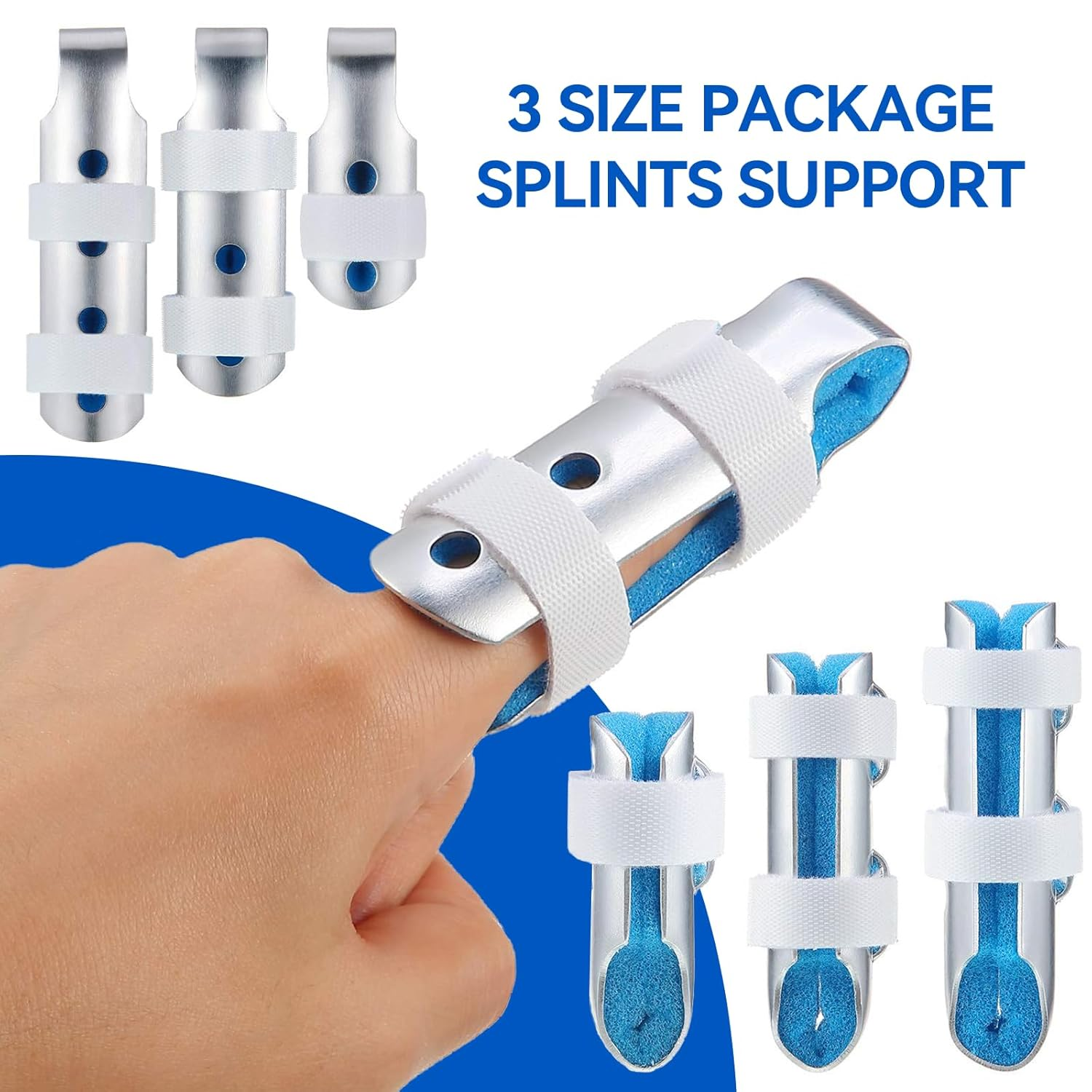 Finger Splint, 3-Size Pack Finger Support Brace Finger Stabilizer for Broken Fingers Straightening Arthritis Knuckle Immobilization image number 6