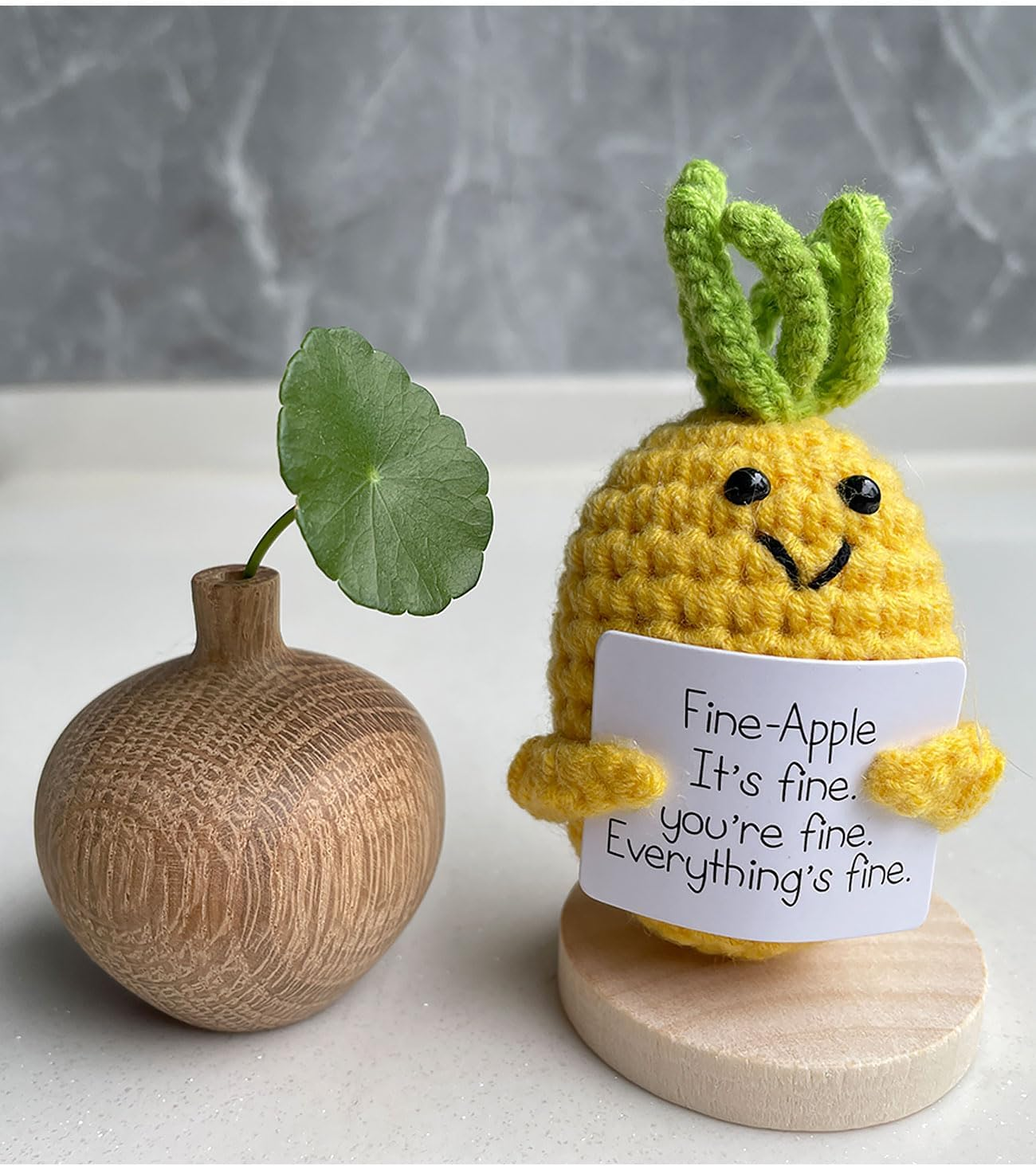 CIBBALIY Mini Knit Pineapple Yarn Christmas Ornament Handmade Crochet Pear with Card for Holiday Home Party Decoration Gifts image number 1